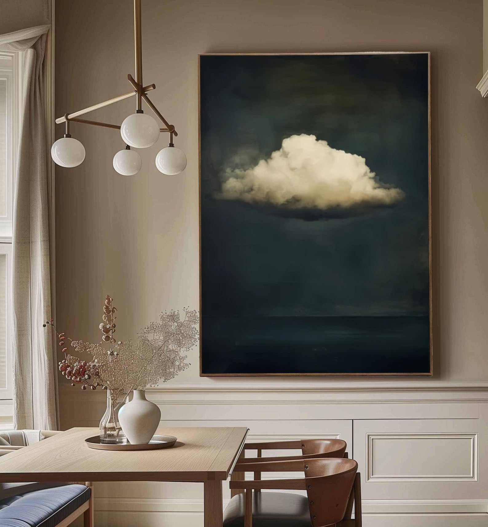 Pastel Cloud Art Large Abstract Canvas for Relaxing Ambiance #SP 005