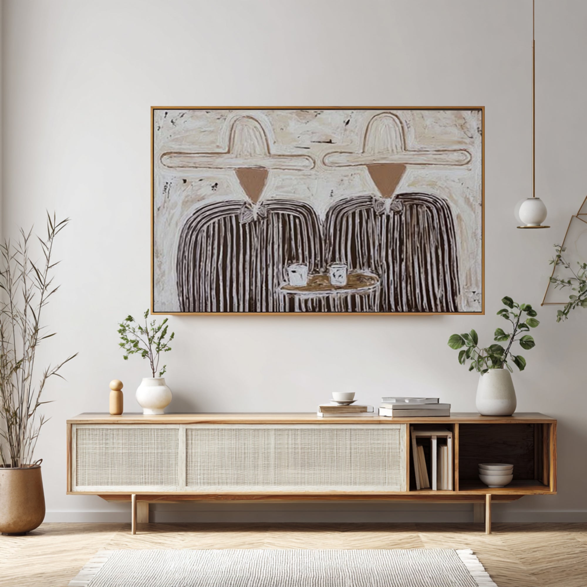 Large Minimalist Couple Painting Modern Figurative Wall Art
