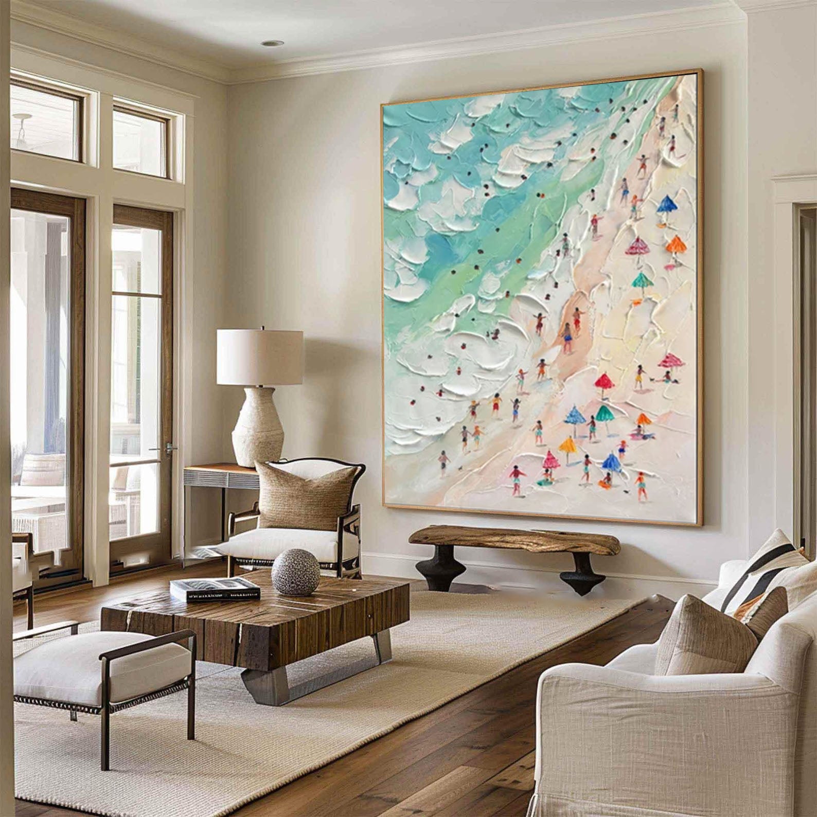 Vibrant Beach Scene Canvas Colorful Coastal Wall Art #CAP 031