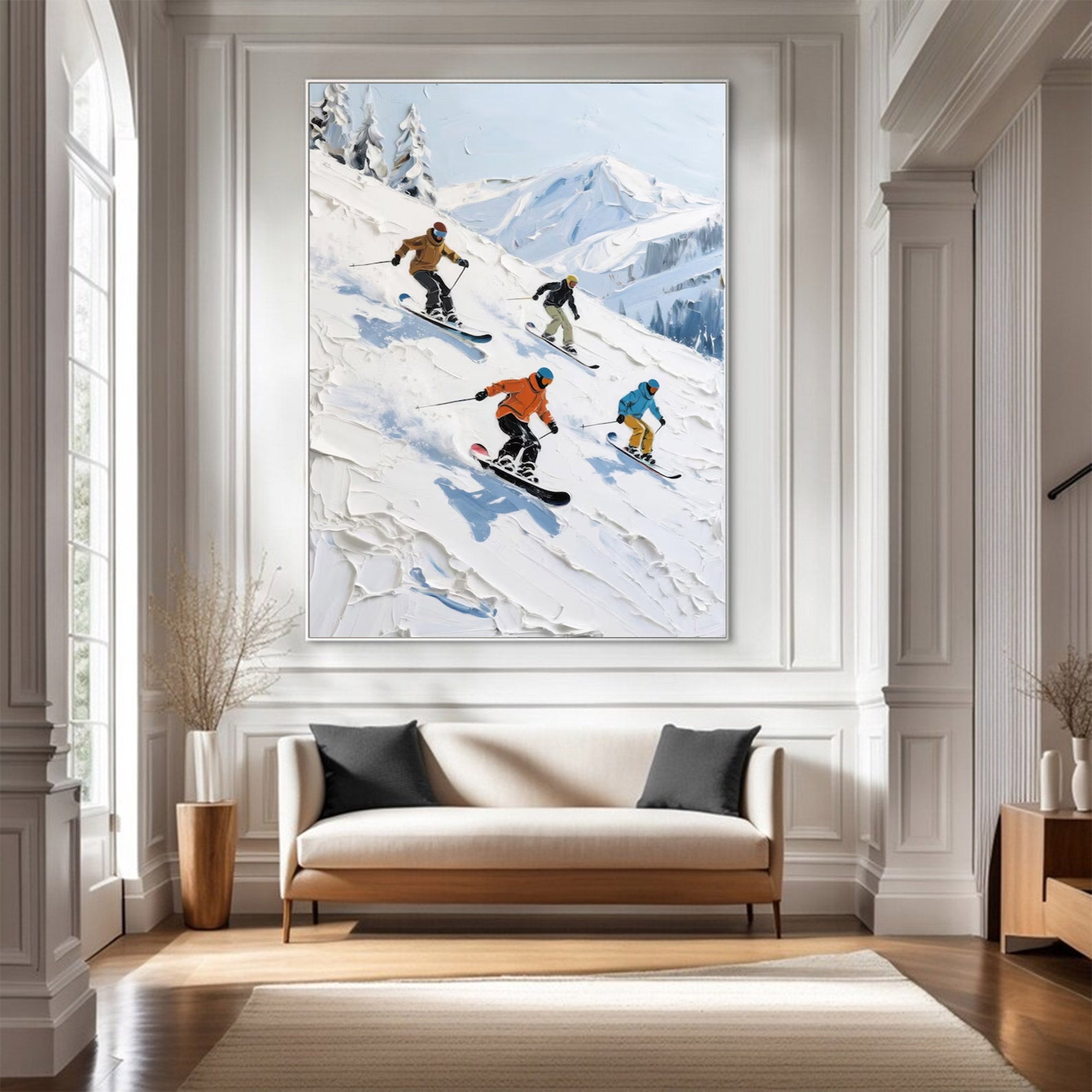Large Figurative Skiers Mountain Art | MuroArt #WGA 016