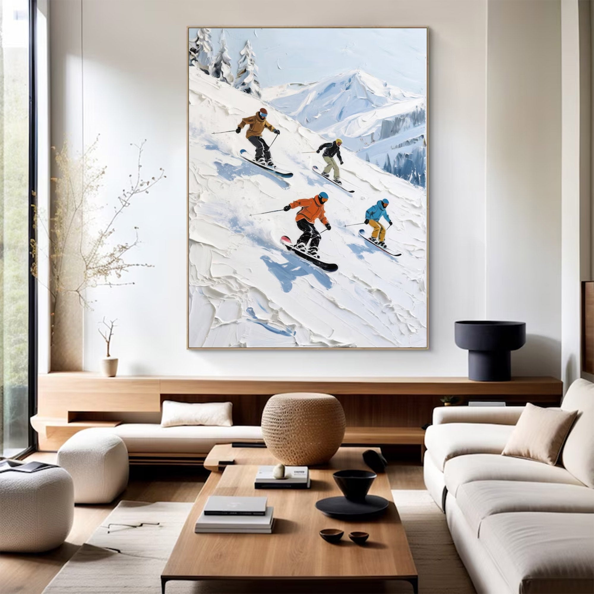 Large Figurative Skiers Mountain Art | MuroArt #WGA 016