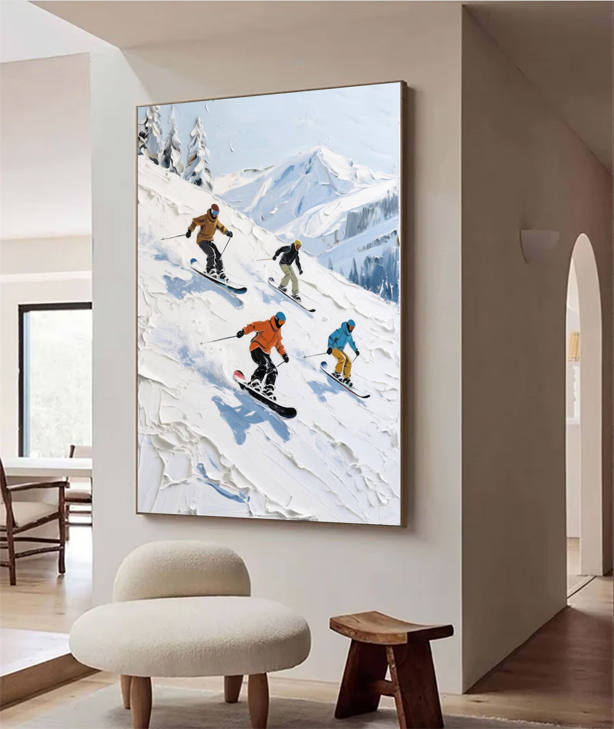 Large Figurative Skiers Mountain Art | MuroArt #WGA 016