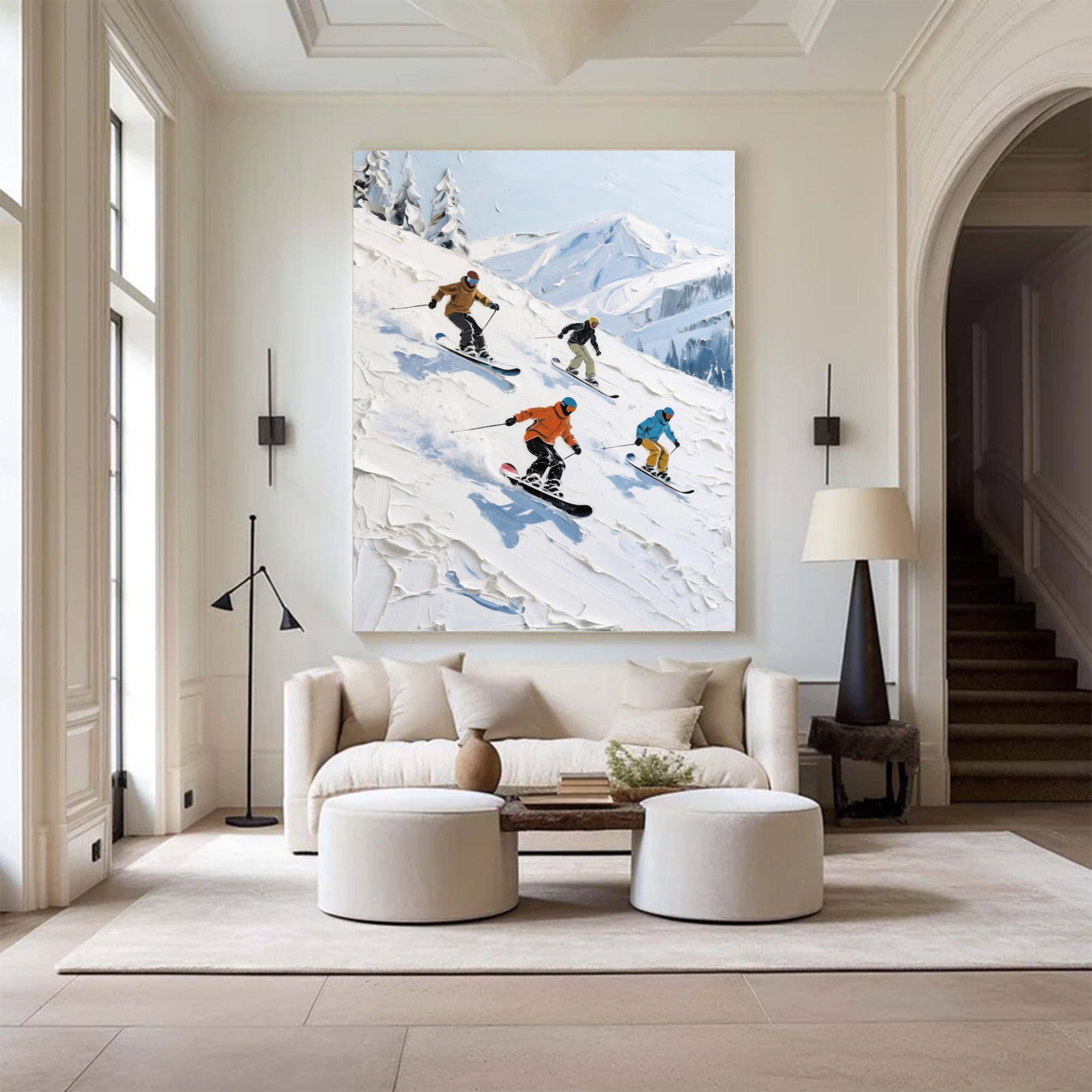 Large Figurative Skiers Mountain Art | MuroArt #WGA 016