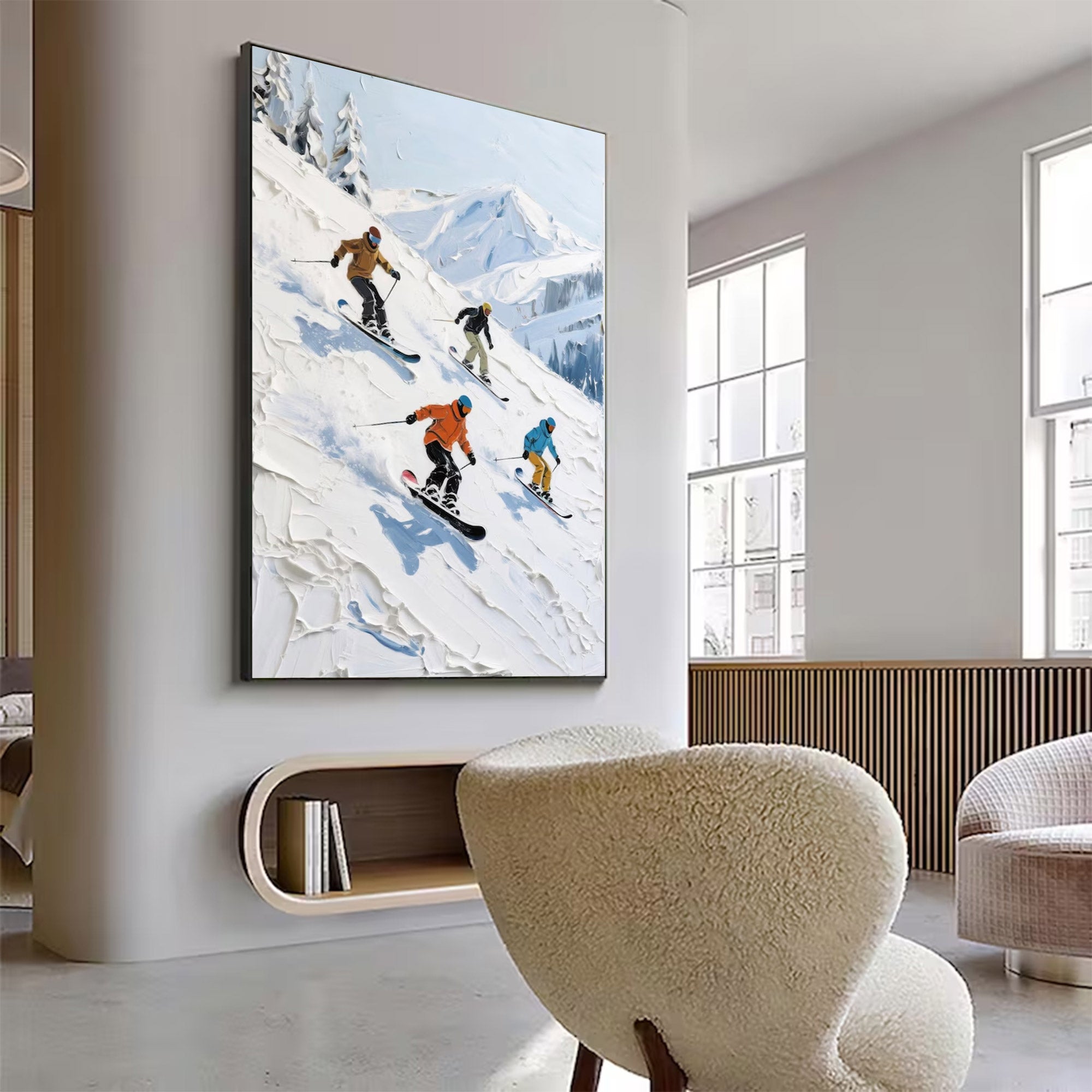 Large Figurative Skiers Mountain Art | MuroArt #WGA 016