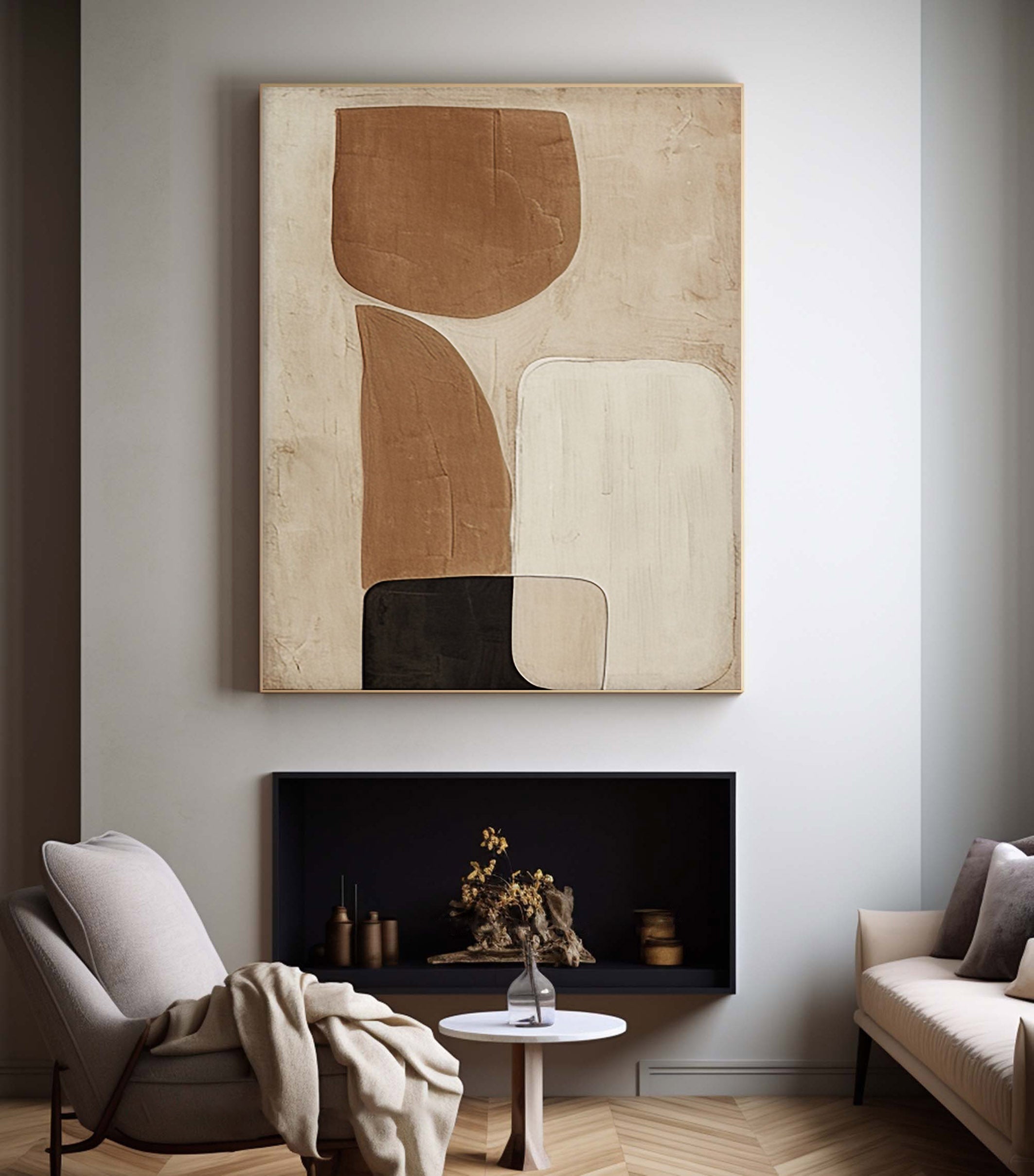 Beige & Brown Abstract Painting #BBA 001