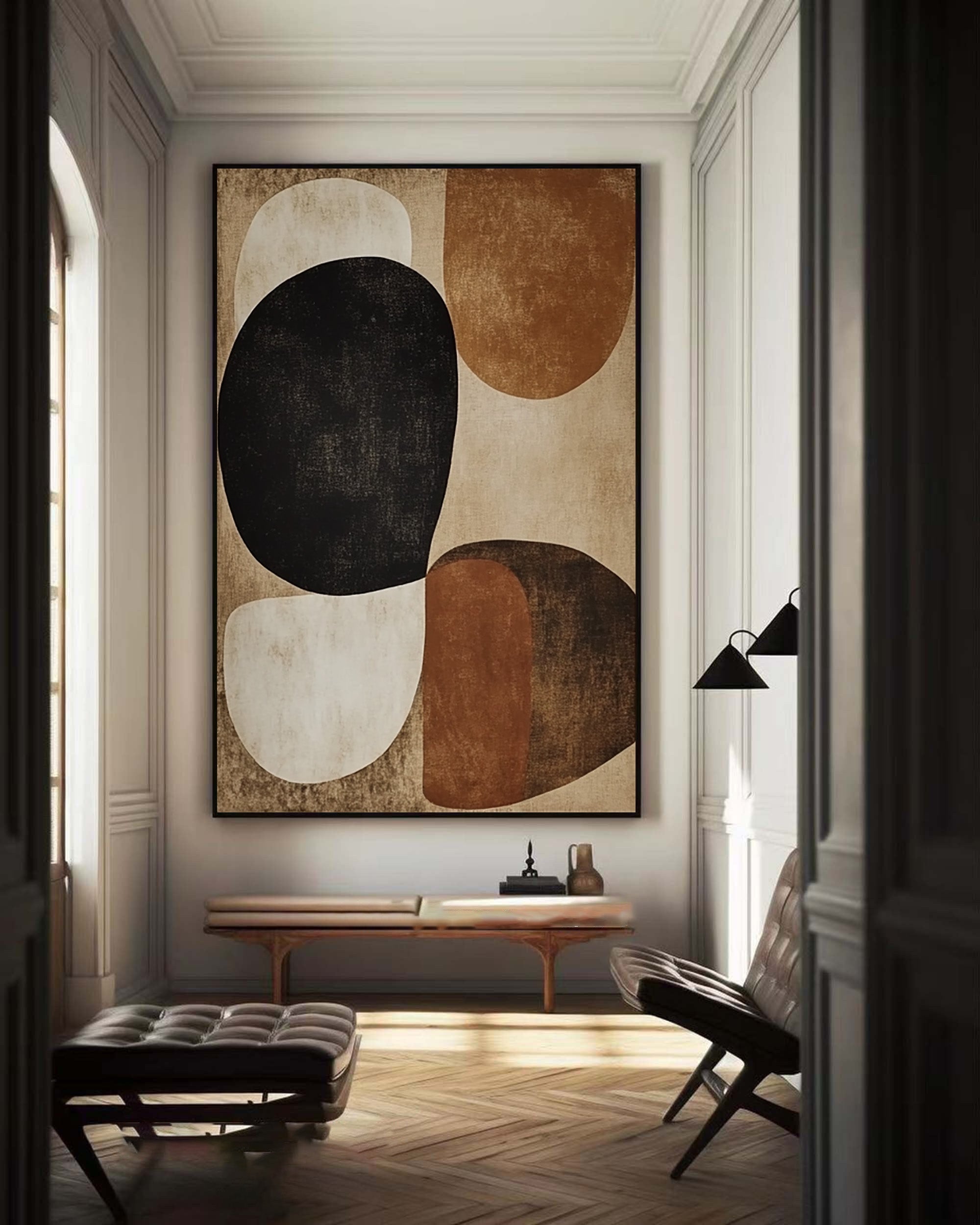 Large Abstract Wall Art with Organic Forms in Neutral Colors #BBA 078