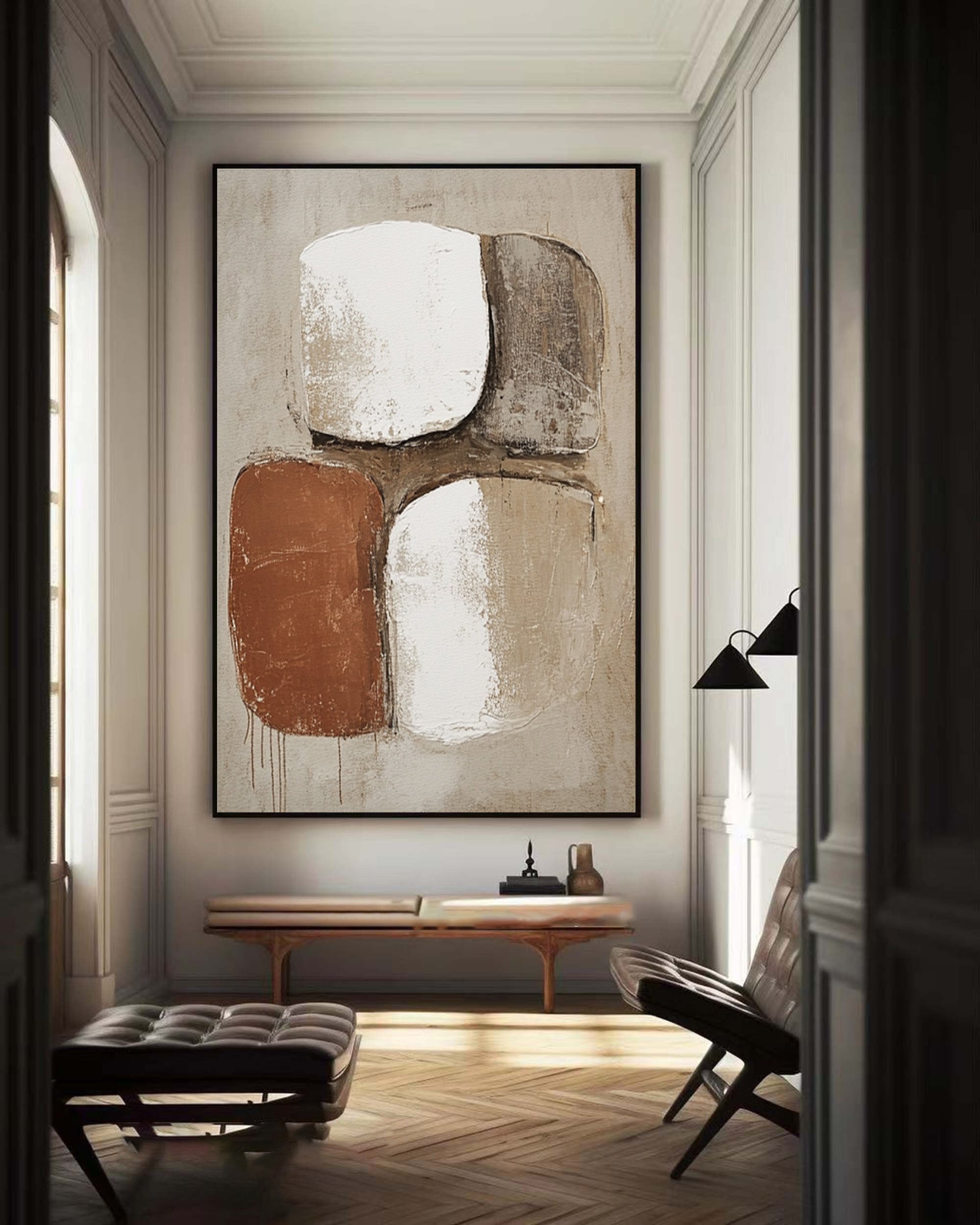 Large Abstract Wall Art with Bold Organic Forms in Neutral Colors #BBA 081