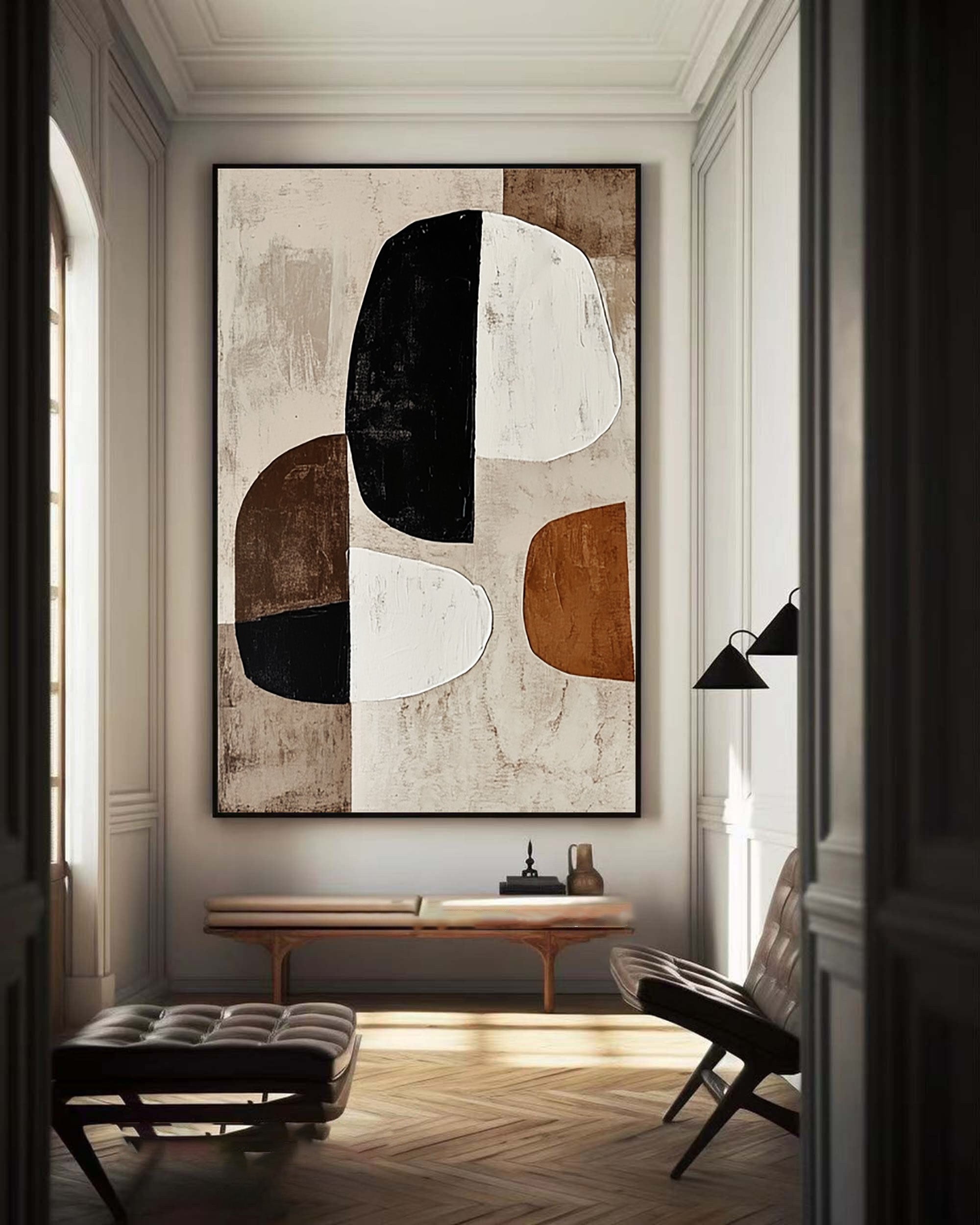 Large Abstract Wall Art with Bold Organic Forms in Neutral Colors #BBA 080