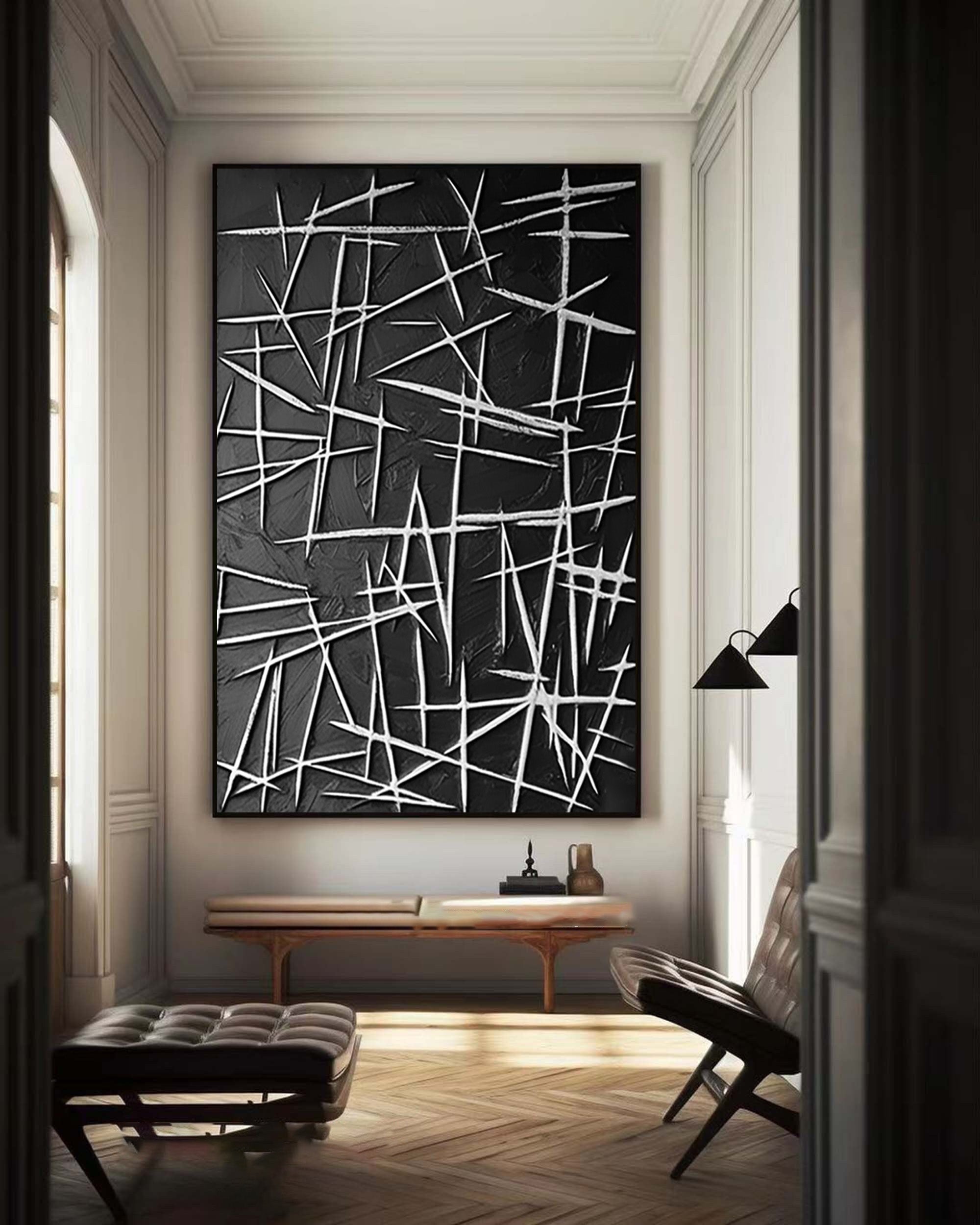 Modern Black and White Abstract Wall Art #BBA 103