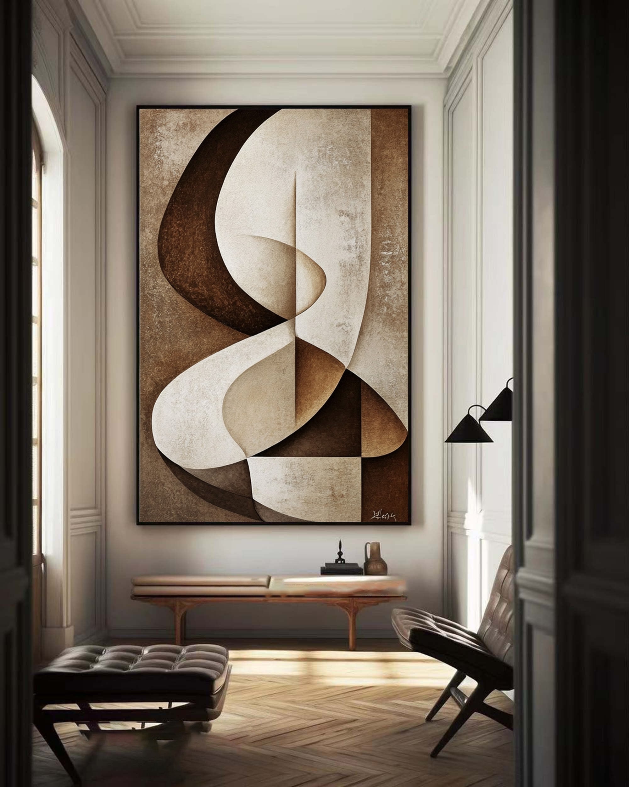 Modern Geometric Abstract Art Earthy Tones for Contemporary Spaces #BBA 077