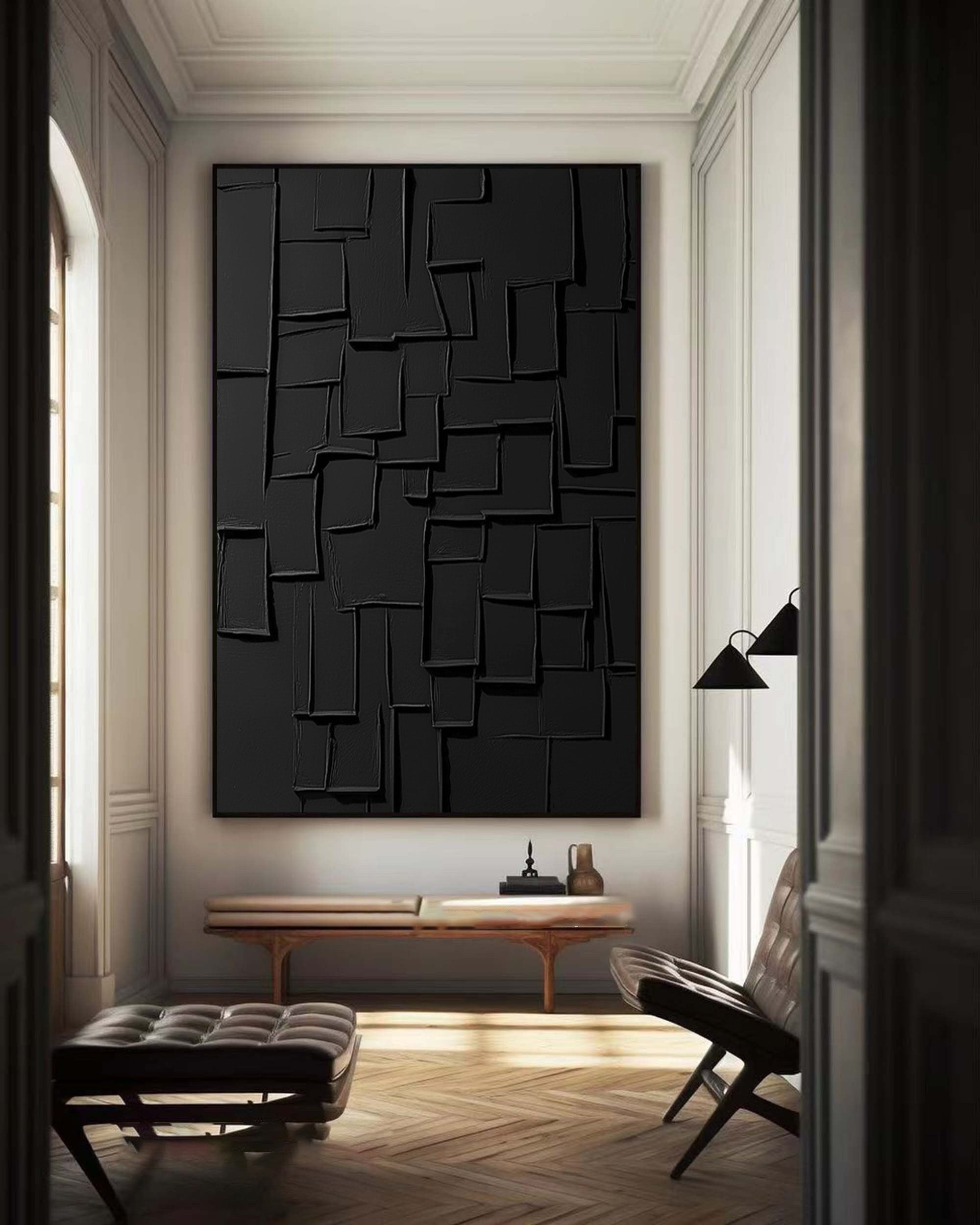 Black Canvas Art - Minimal Large Painting for Stylish Spaces #BBA 102