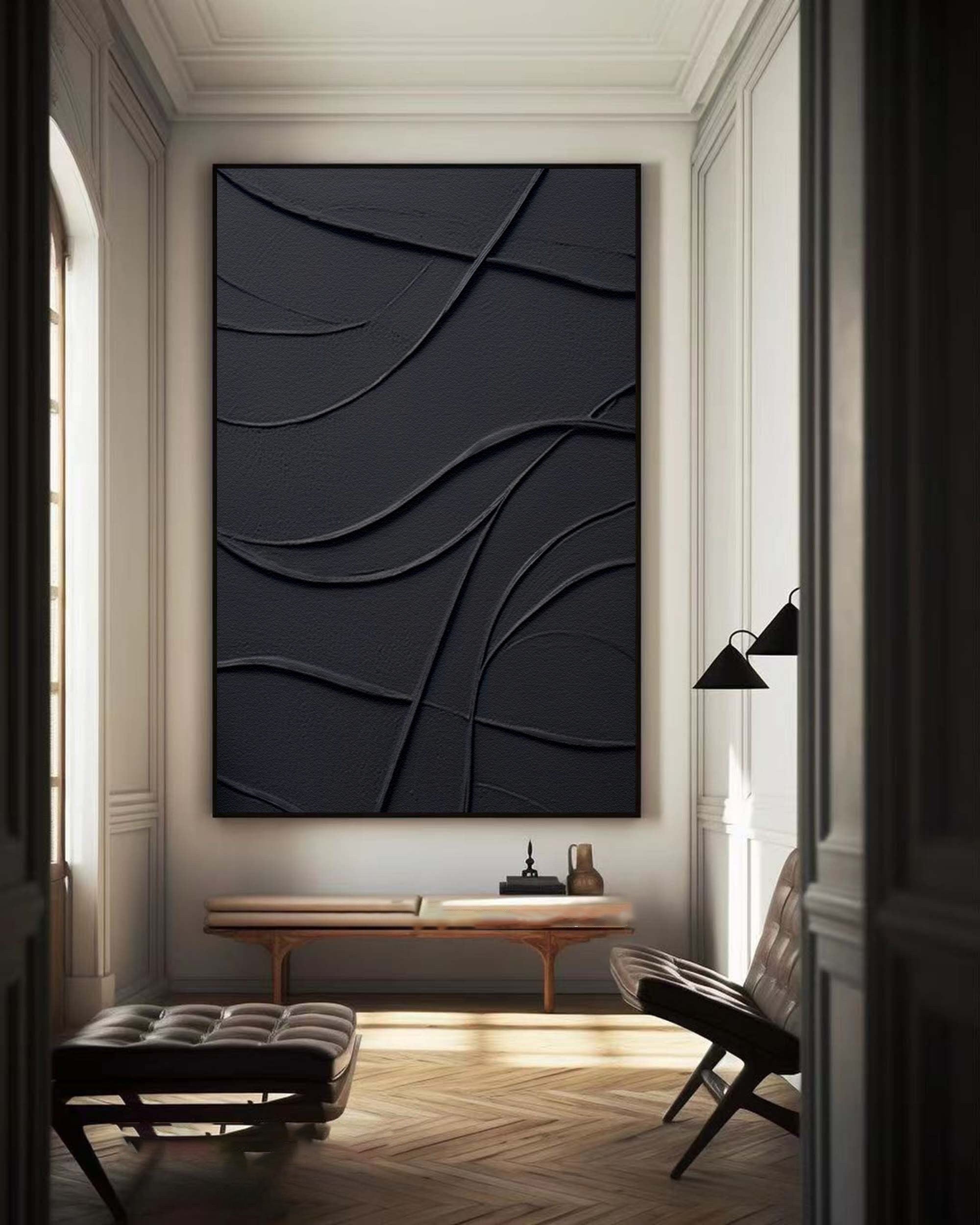 Black Wall Art: Minimalist Large Canvas Art for Stylish Spaces #BBA 106