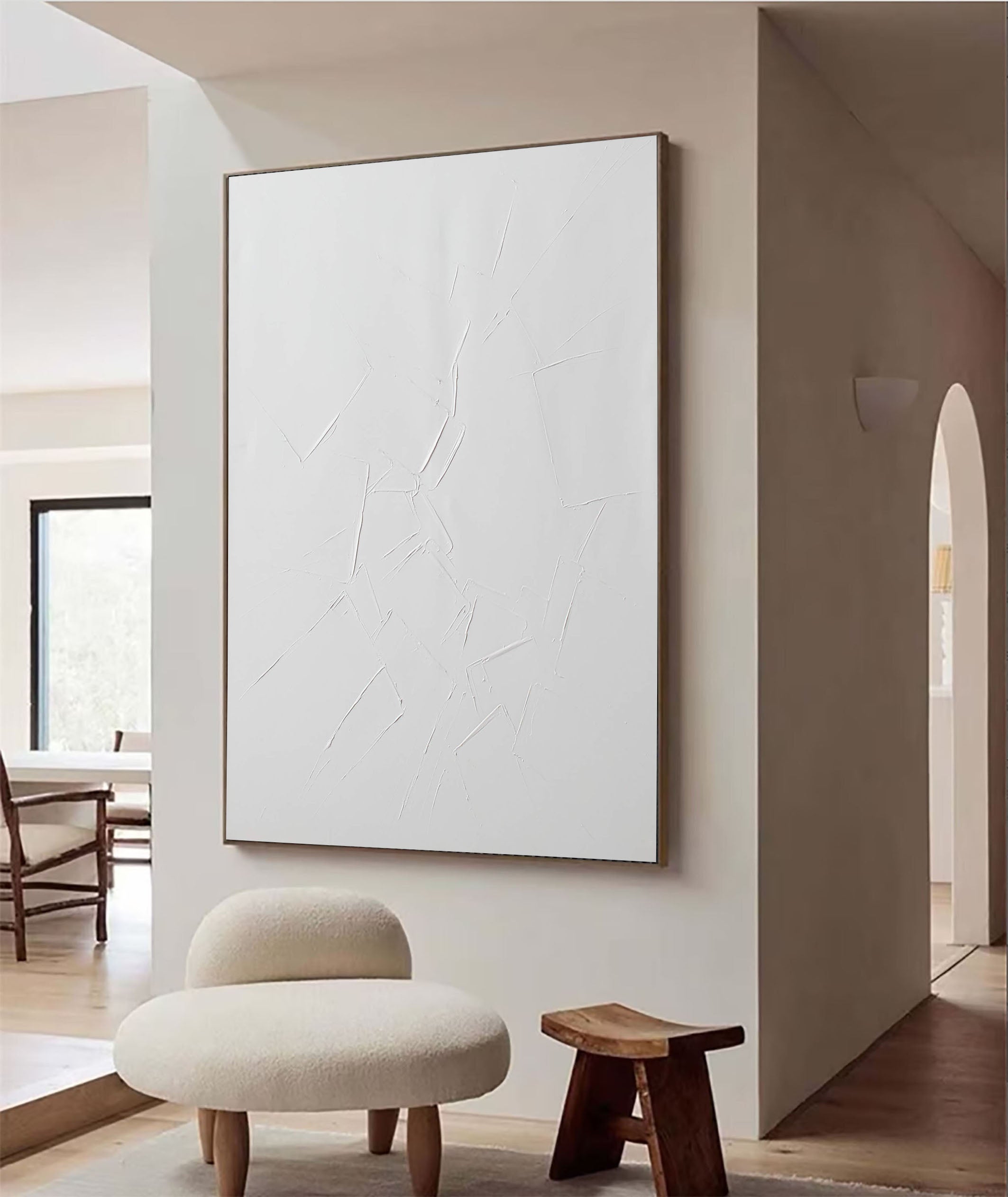 White Textured Minimalist Wall Art With Impasto Surface #BGA 096