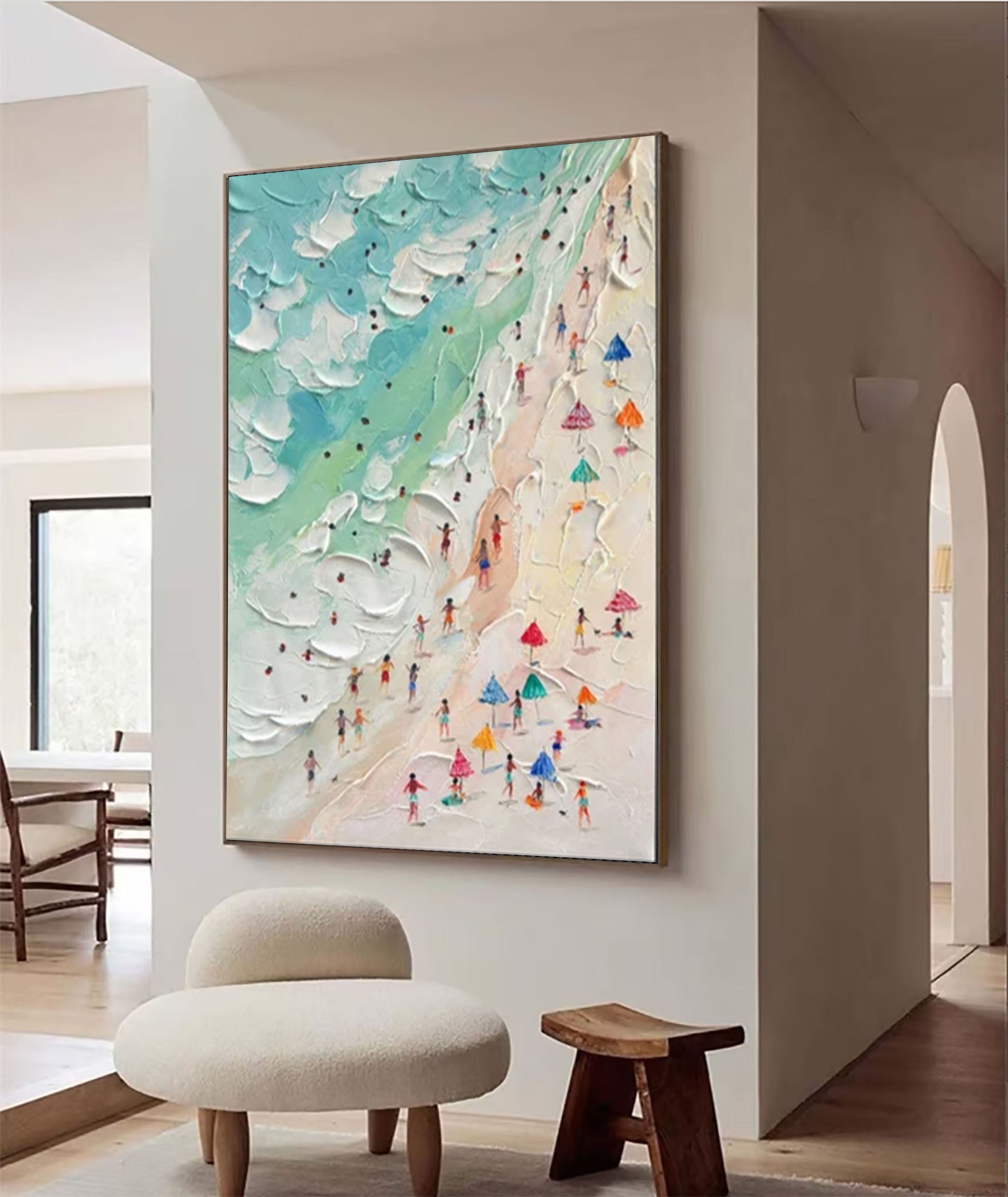 Vibrant Beach Scene Canvas Colorful Coastal Wall Art #CAP 031