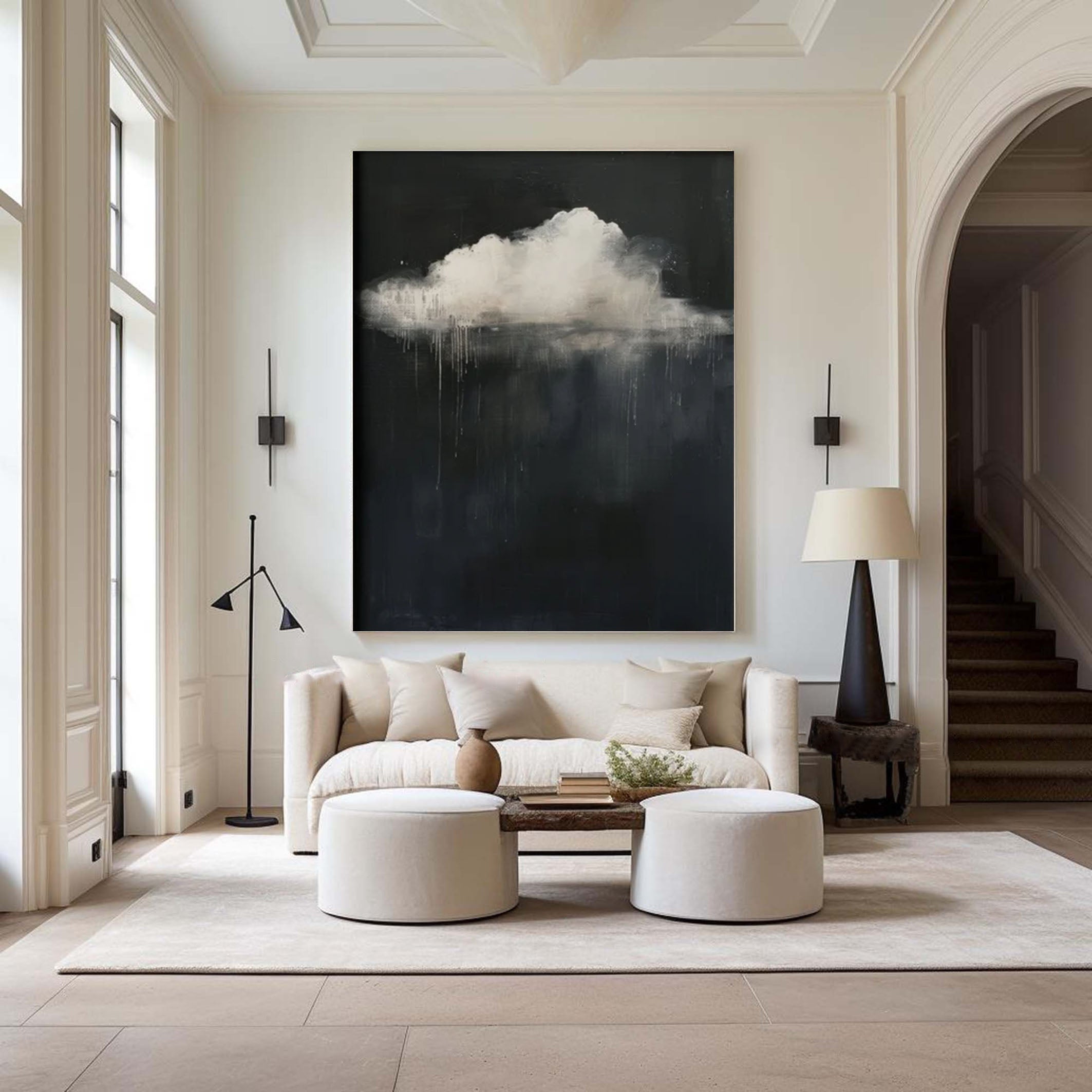 Pastel Cloud Art Large Abstract Canvas for Relaxing Ambiance #SP 006