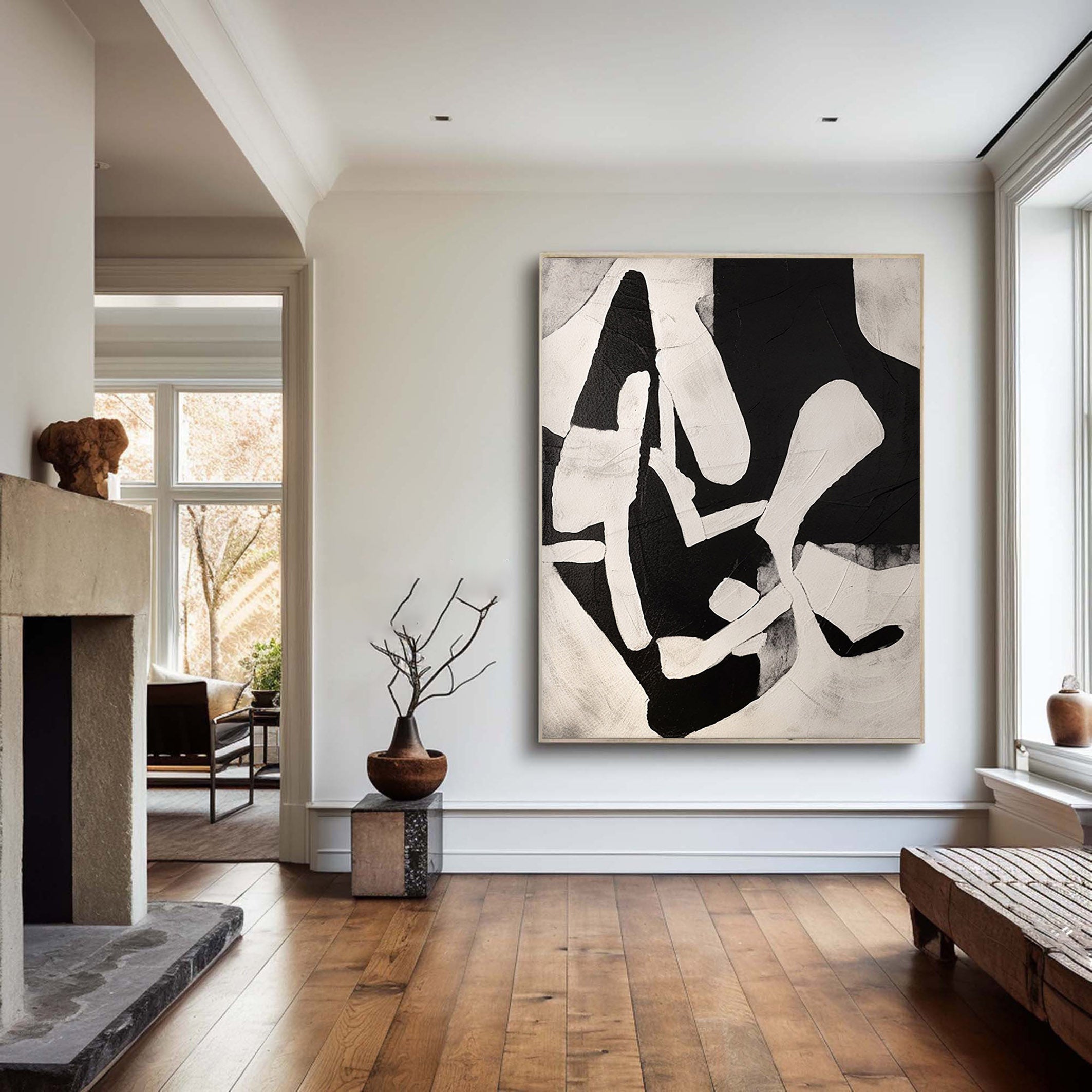 Black & White Abstract Painting #BWA 005