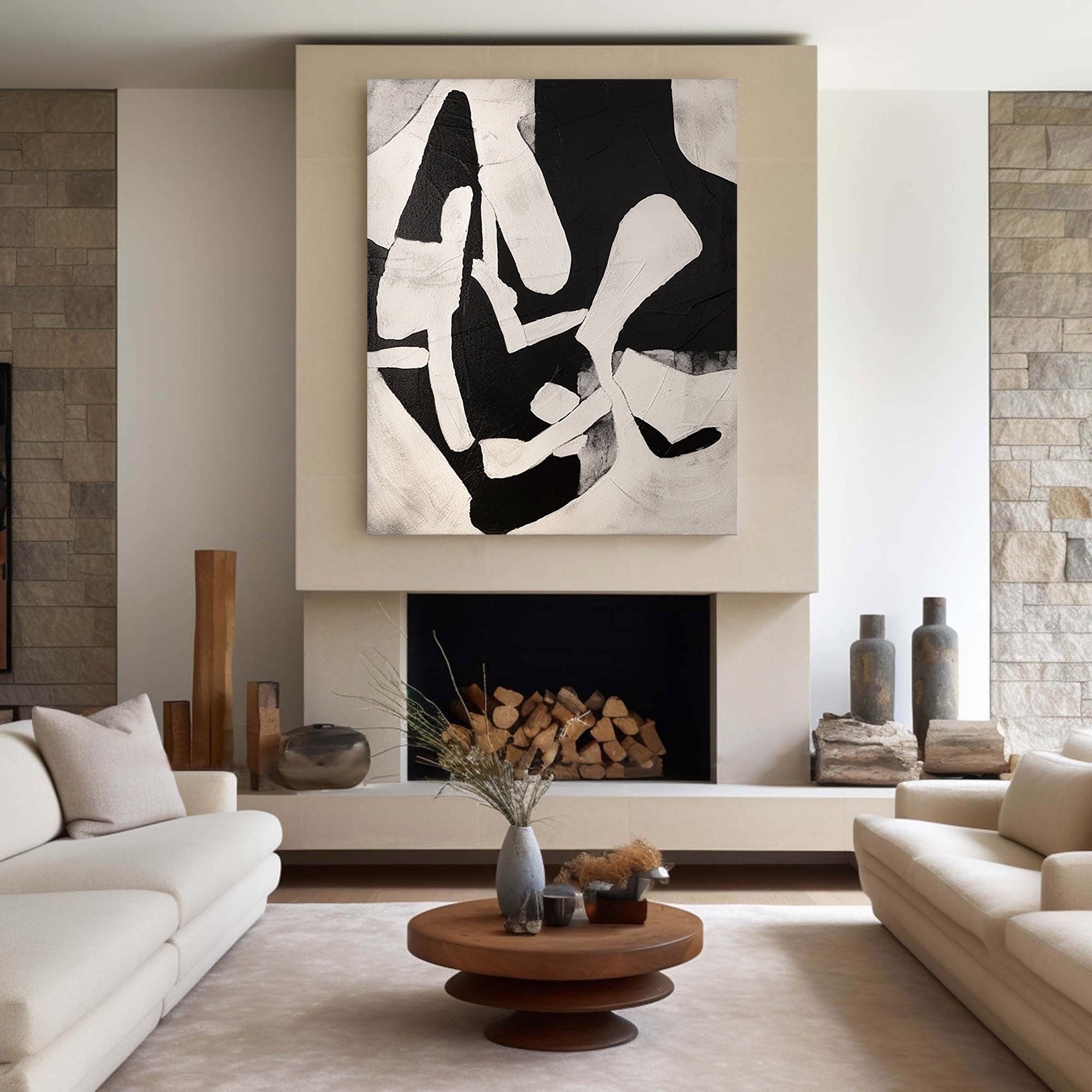 Black & White Abstract Painting #BWA 005