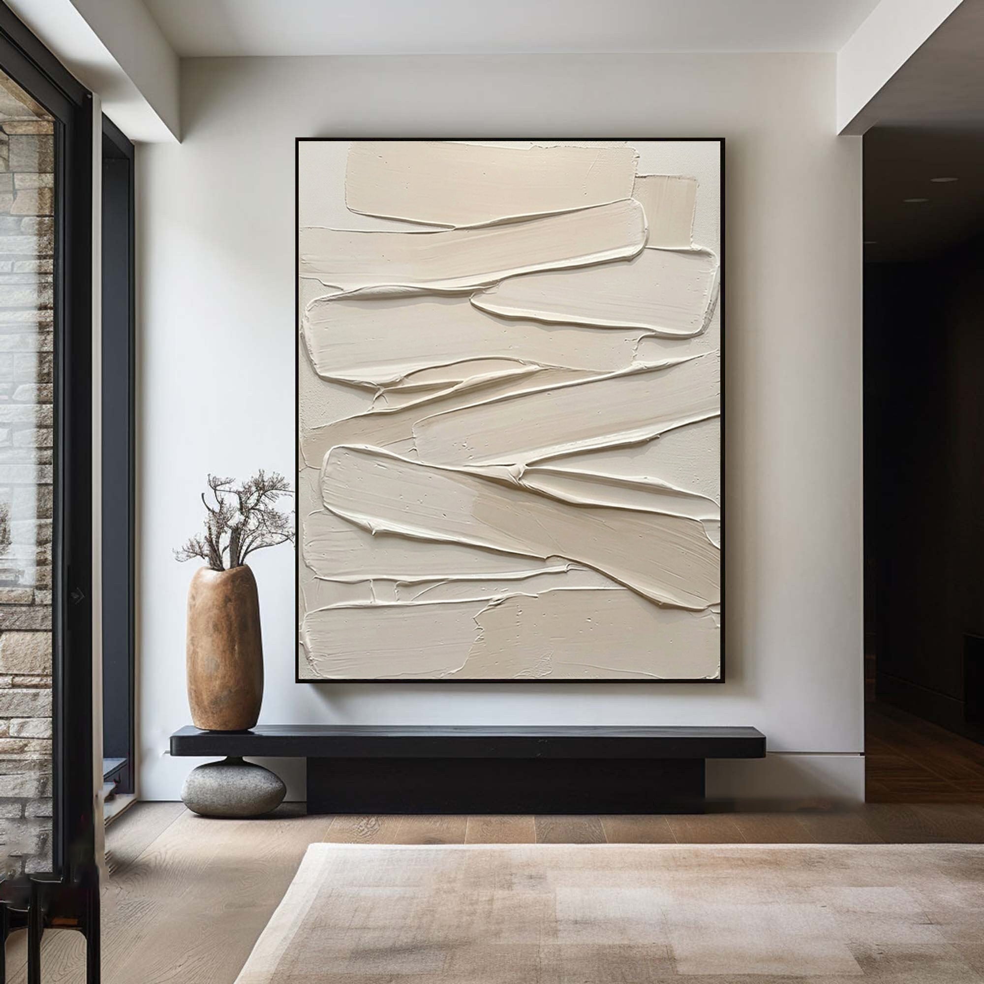 Large Palette Knife Textured Canvas Art Neutral Abstract Painting