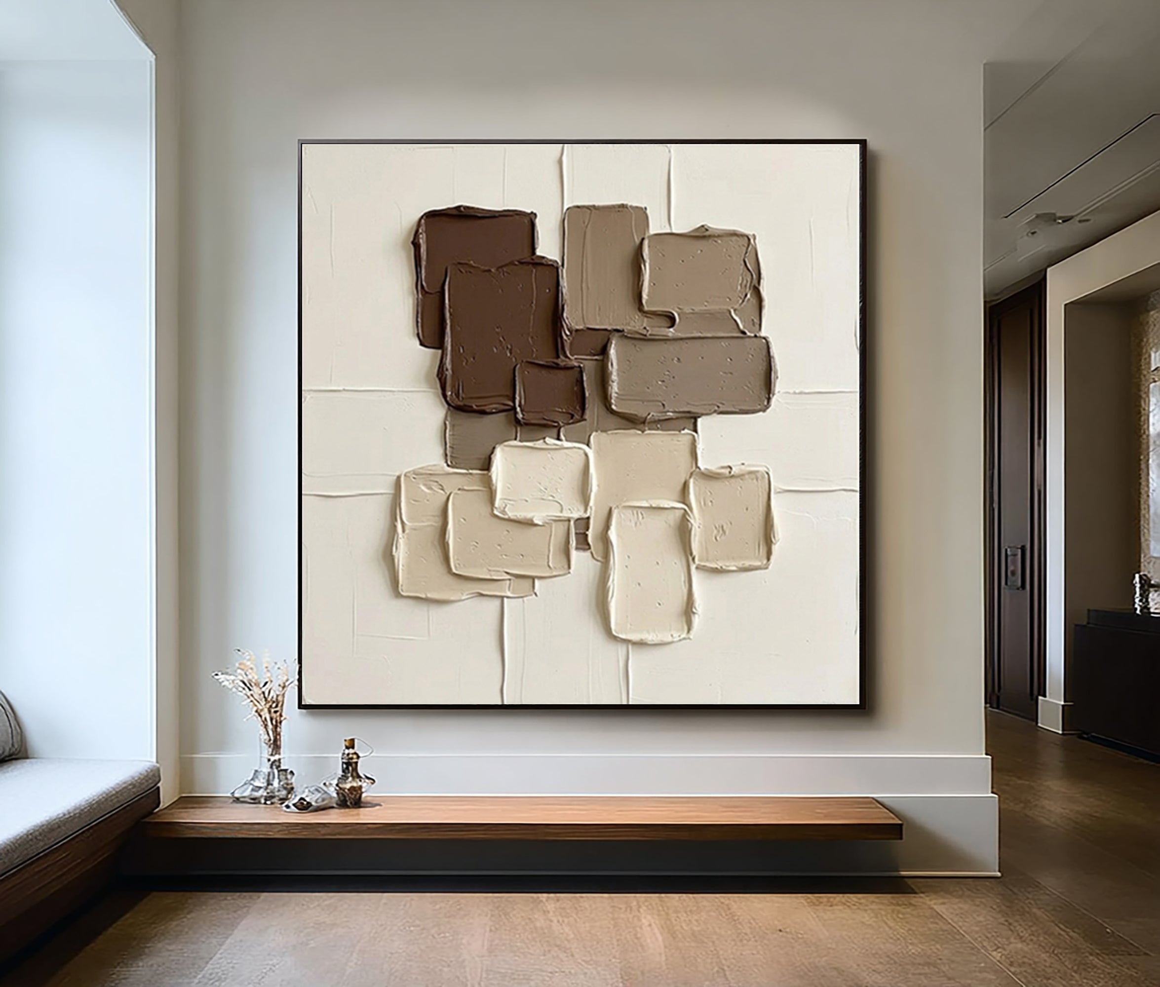 Large Mocha Texture Wall Art Contemporary Neutral Brown Abstract Painting