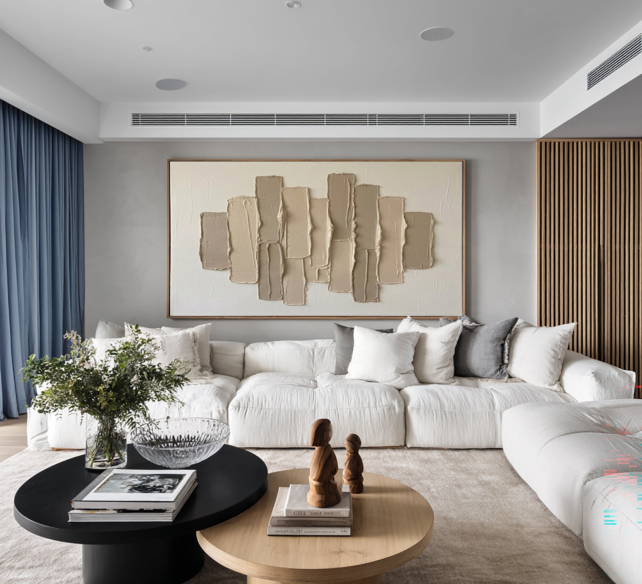 Large Architectural Neutral Texture Painting Contemporary Wall Art