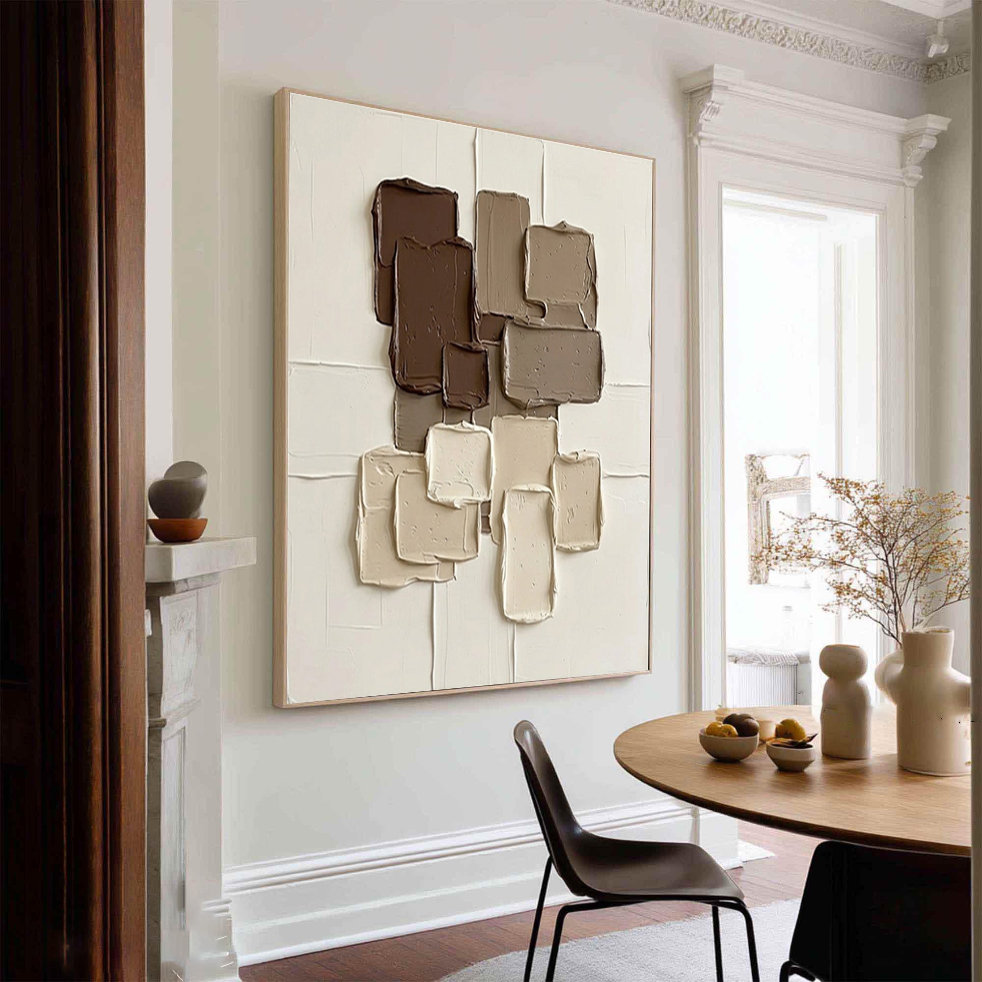 Large Brown Architectural Textured Canvas Art Contemporary Wall Decor