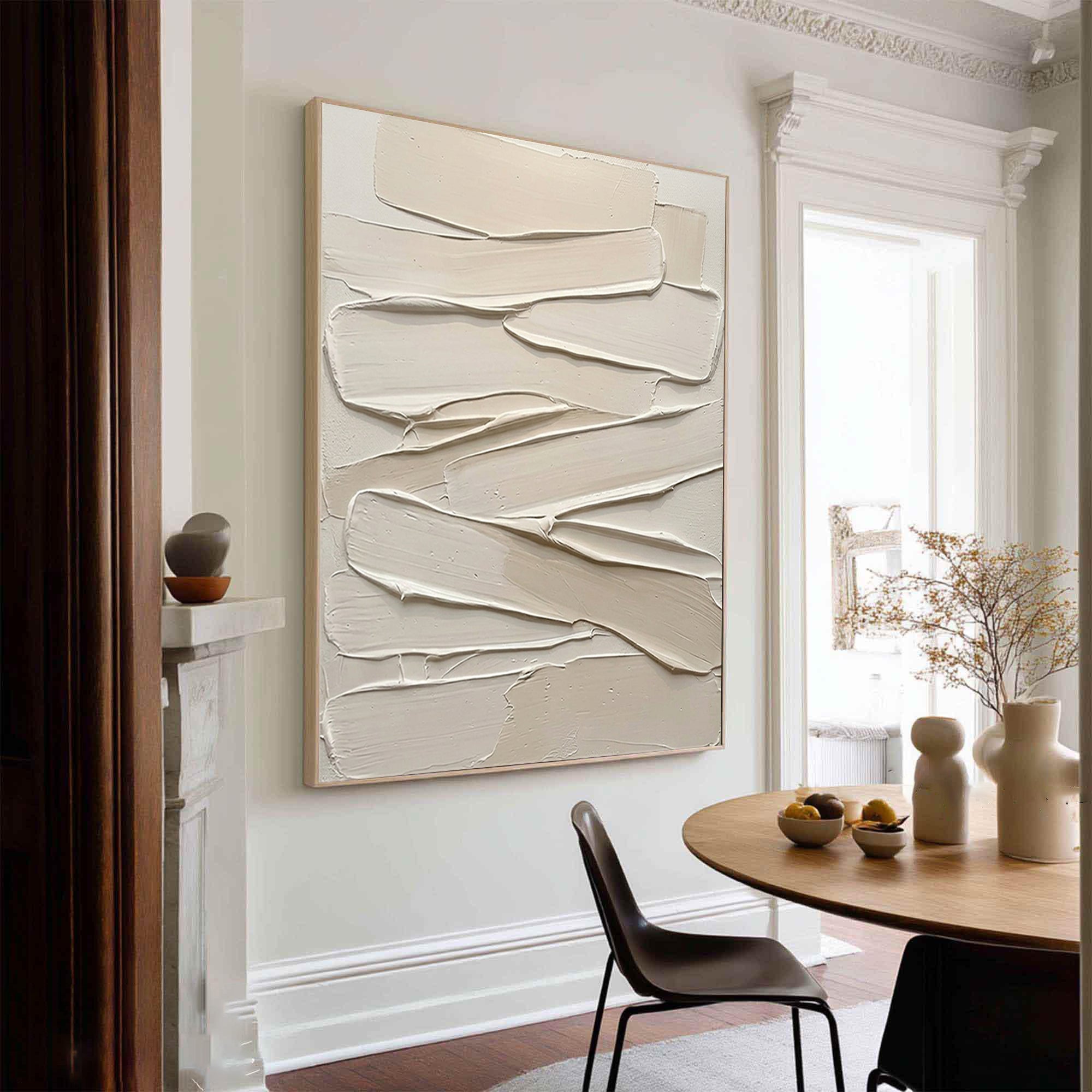 Large Palette Knife Textured Canvas Art Neutral Abstract Painting