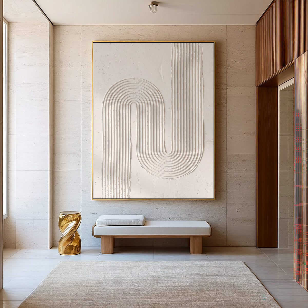 Flowing Lines Of Quiet Harmony Large White Textured Wall Art Sculptural Relief Minimalist Abstract Artwork