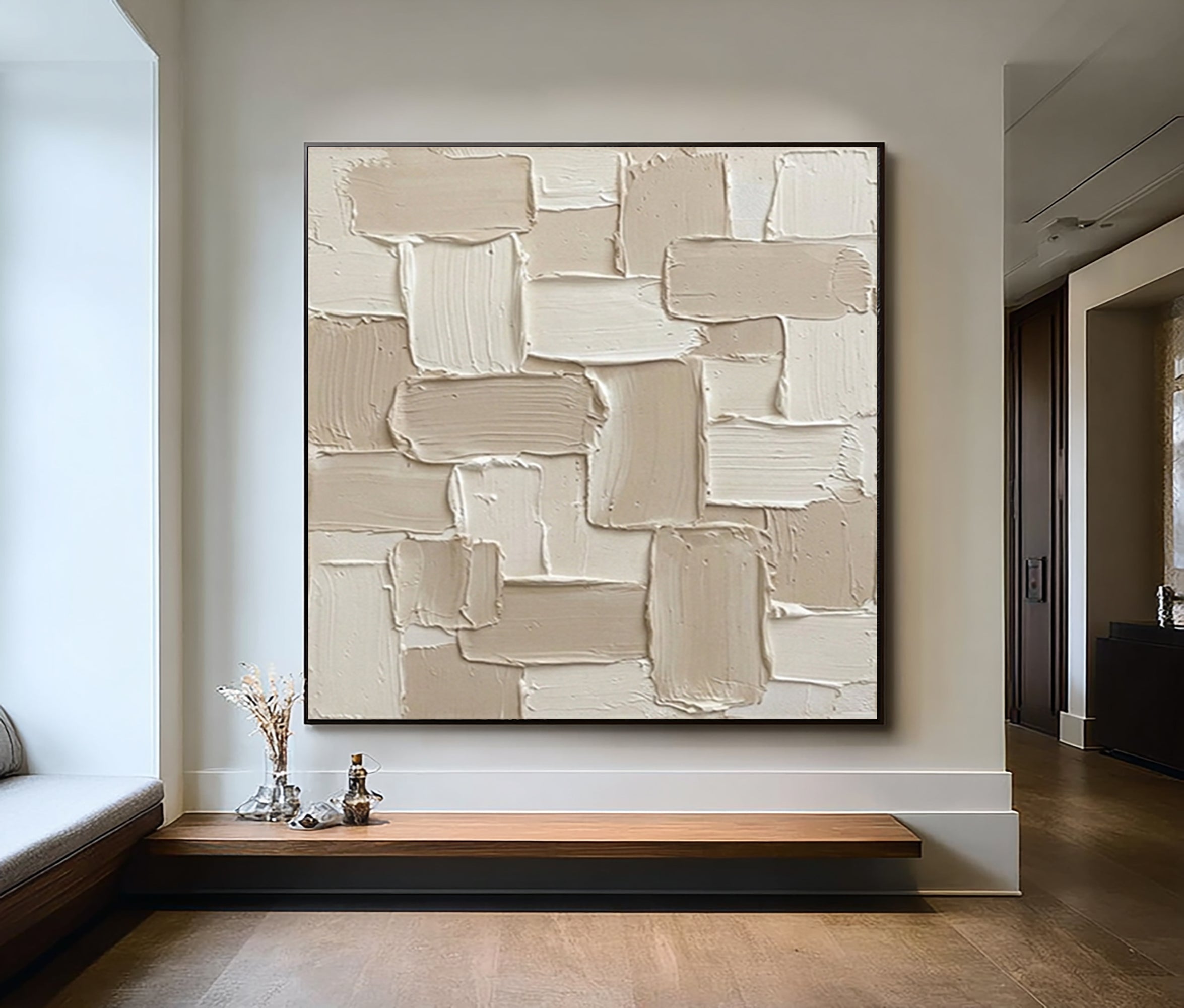 Large Architectural Texture Wall Art Hand Painted Neutral Painting