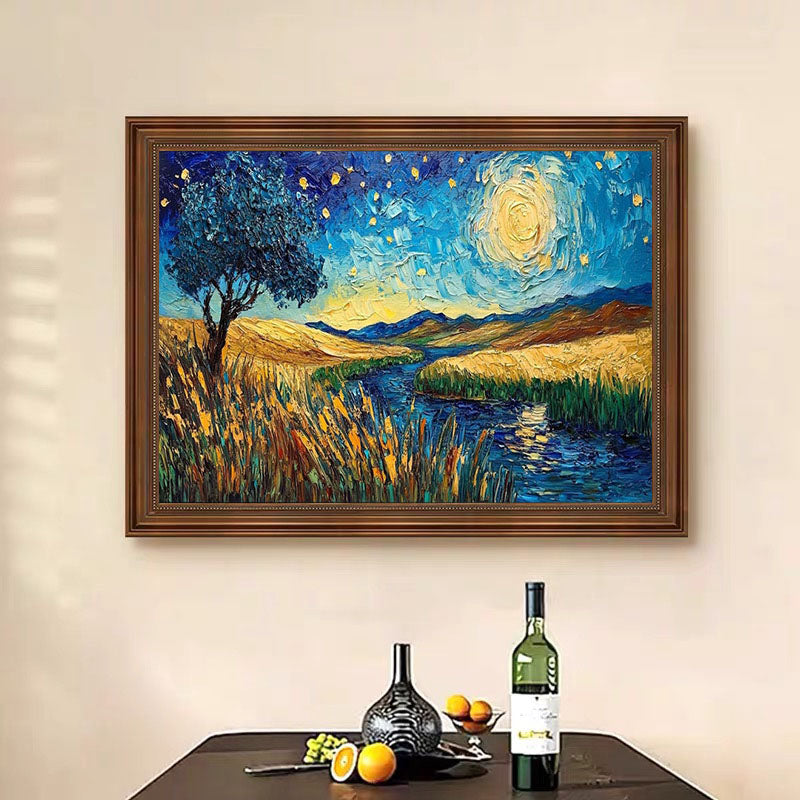 Impasto Night Sky, Colorful Contemporary Wall Art #BGA 081