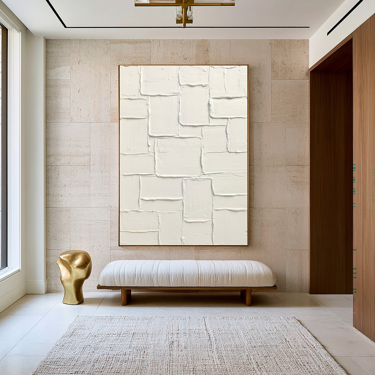 Large Pure Form Minimalist Wall Art White Textured Abstract Painting Contemporary Neutral Home Decor
