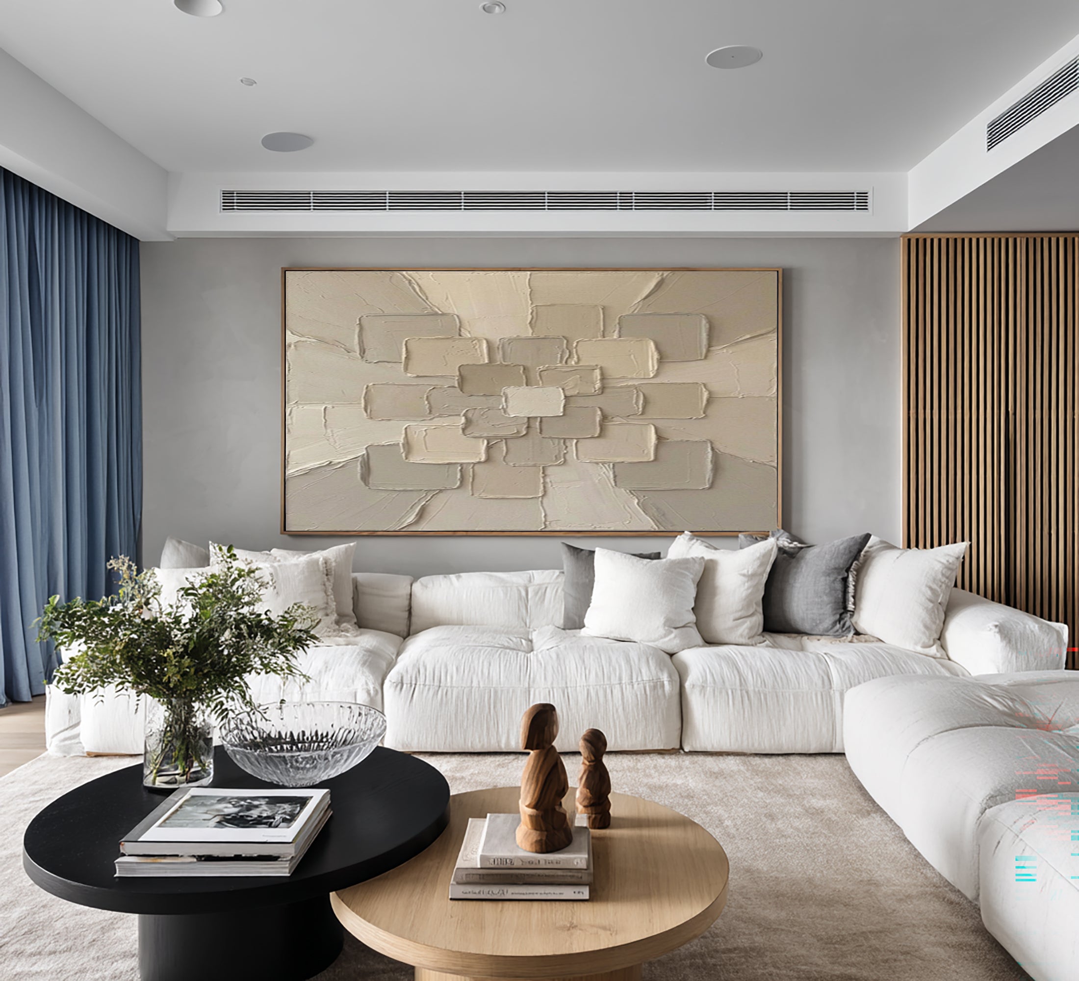 Large Neutral Geometric Texture Wall Art Hand Painted Abstract Canvas