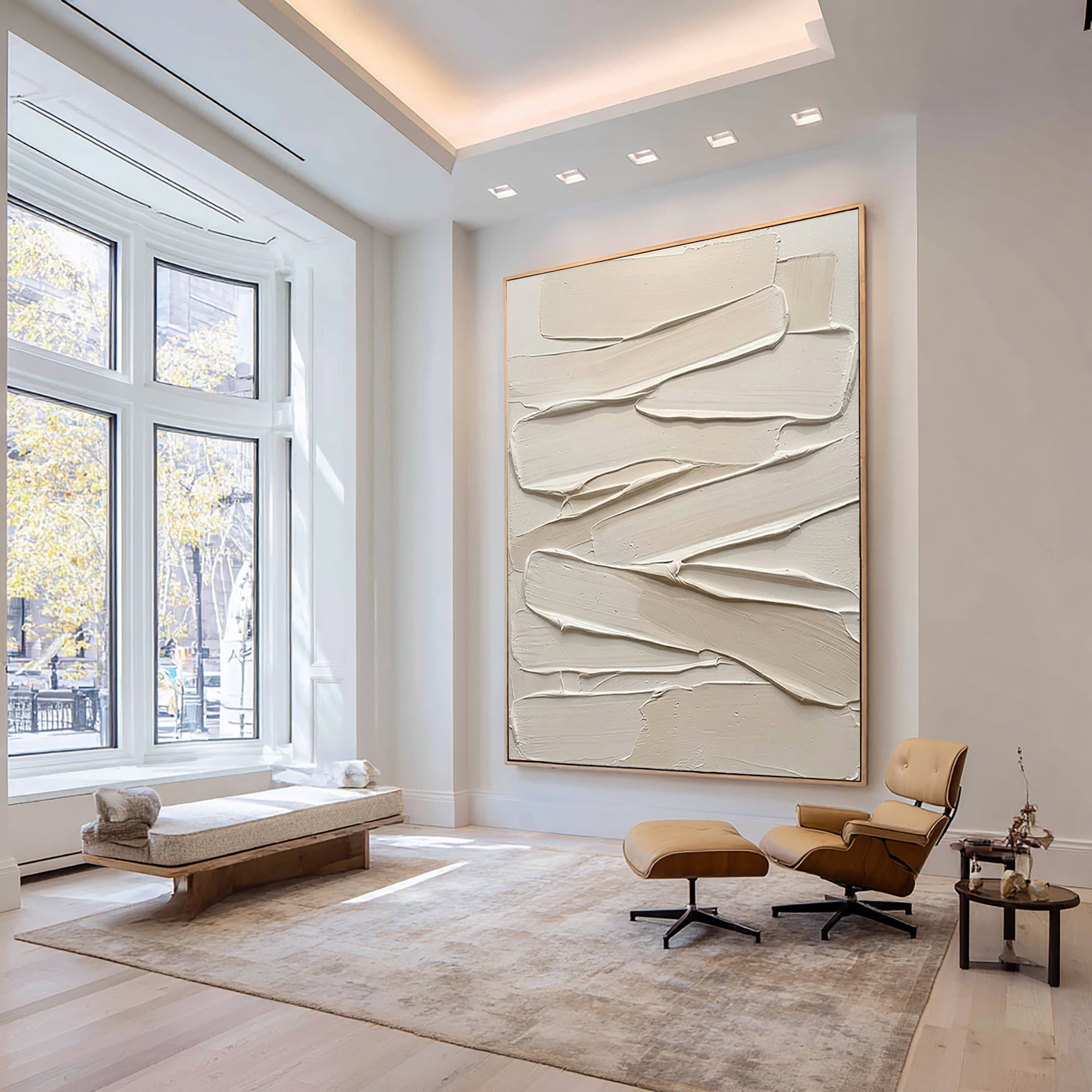 Large Palette Knife Textured Canvas Art Neutral Abstract Painting