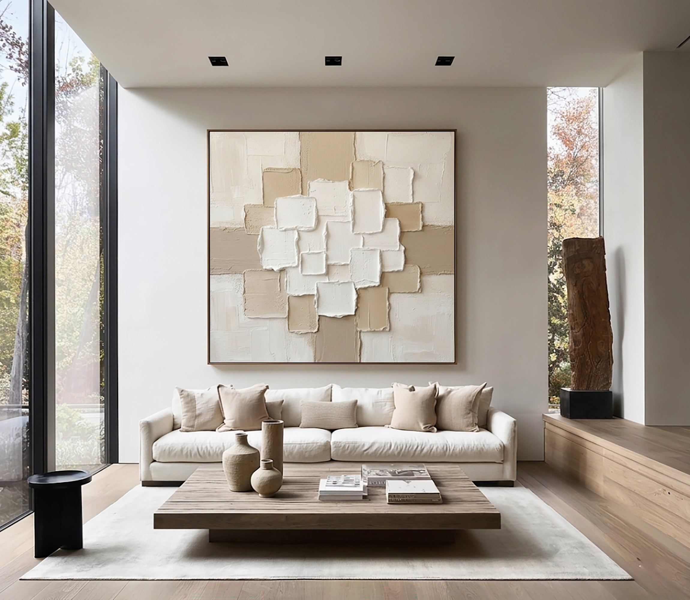 Large Organic Modern Wall Art Neutral Textured Canvas Painting