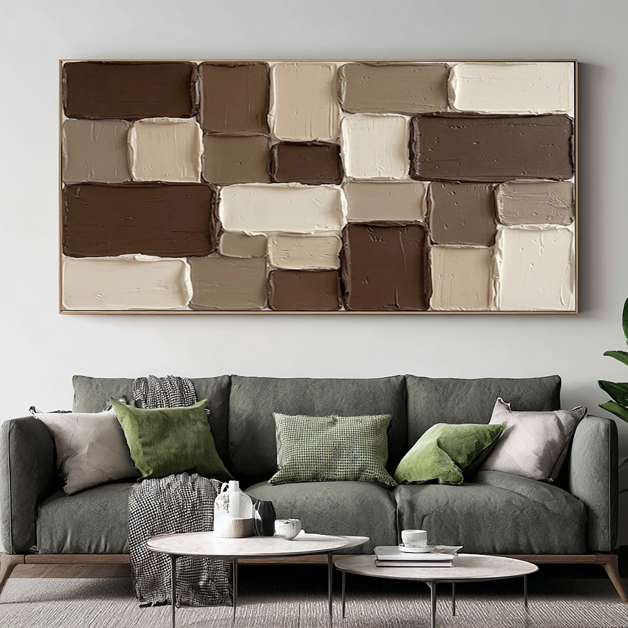 Large Brown and Beige Textured Wall Art Modern Abstract Canvas Painting