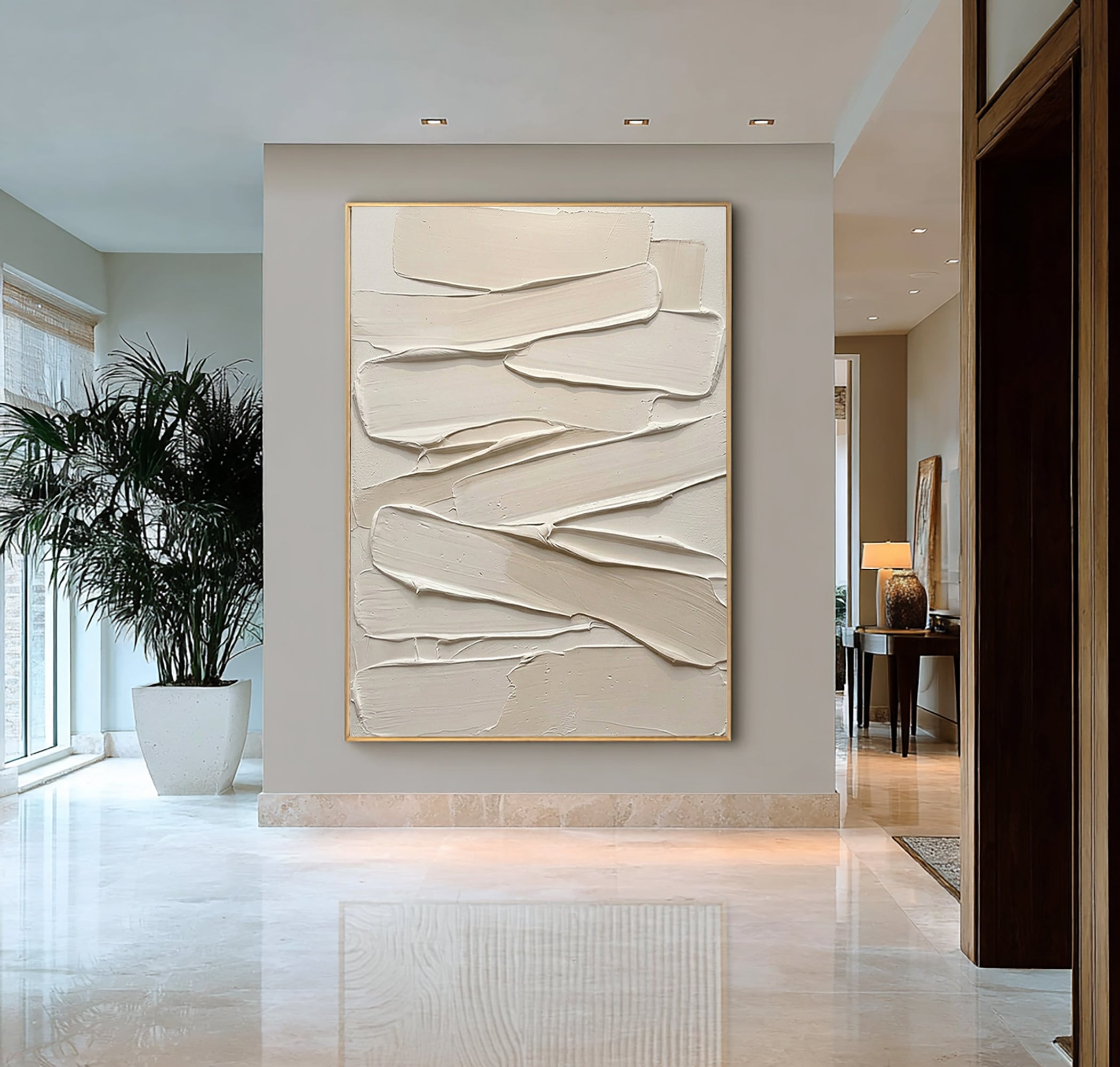 Large Palette Knife Textured Canvas Art Neutral Abstract Painting