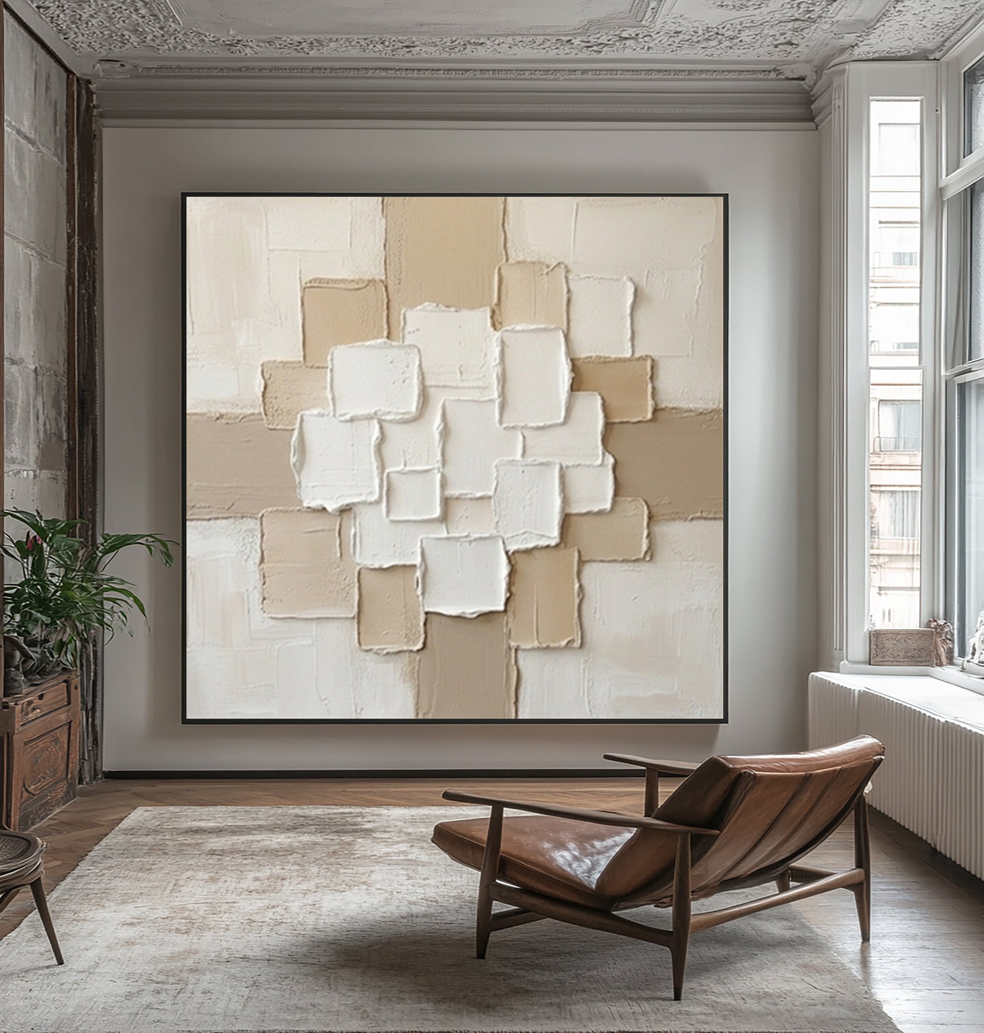 Large Organic Modern Wall Art Neutral Textured Canvas Painting