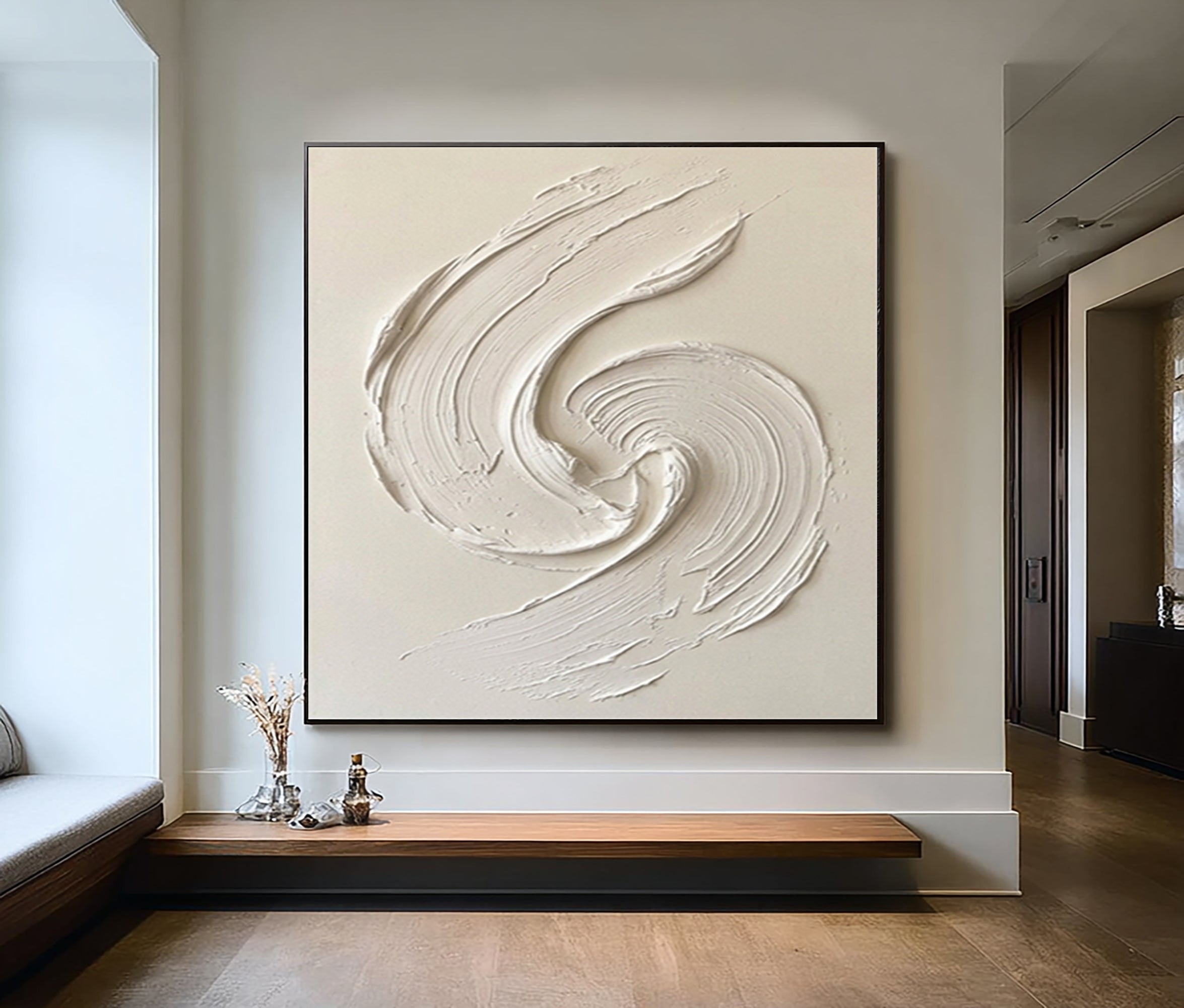 Large Textured Swirl Wall Art Hand Painted Minimalist Canvas