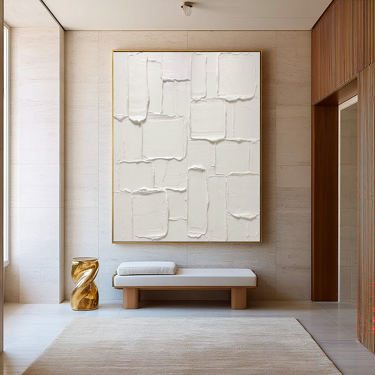 A Study In Modular Balance Large White Textured Abstract Wall Art Contemporary Sculptural Relief