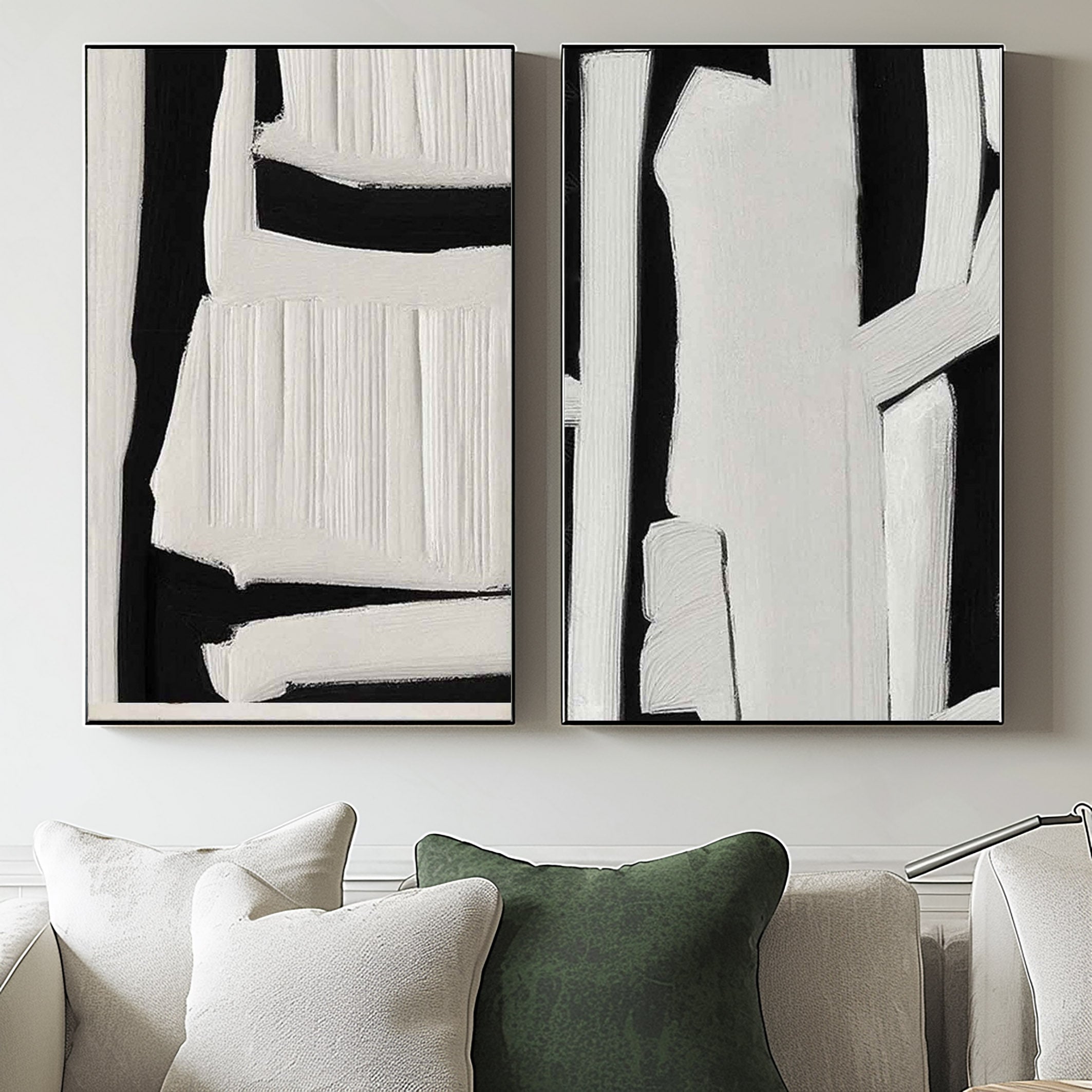 Black & White Minimalist Painting Set Of 2 #BWS 004