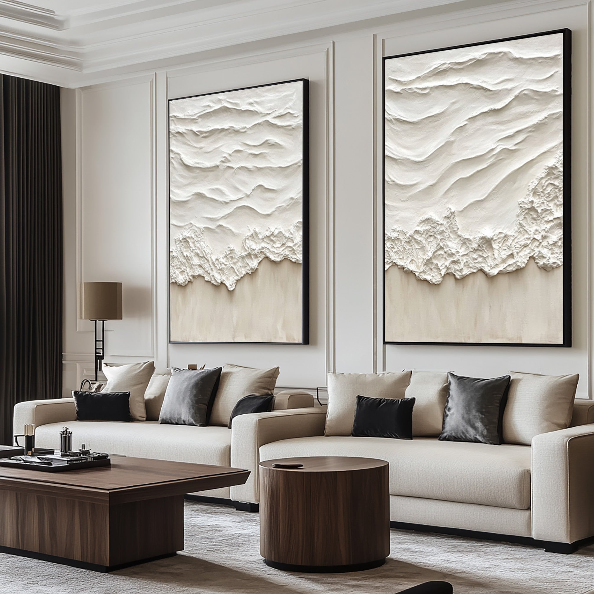 Minimalist Ocean Wave Textured Canvas Set for Relaxing Decor #BBS 026