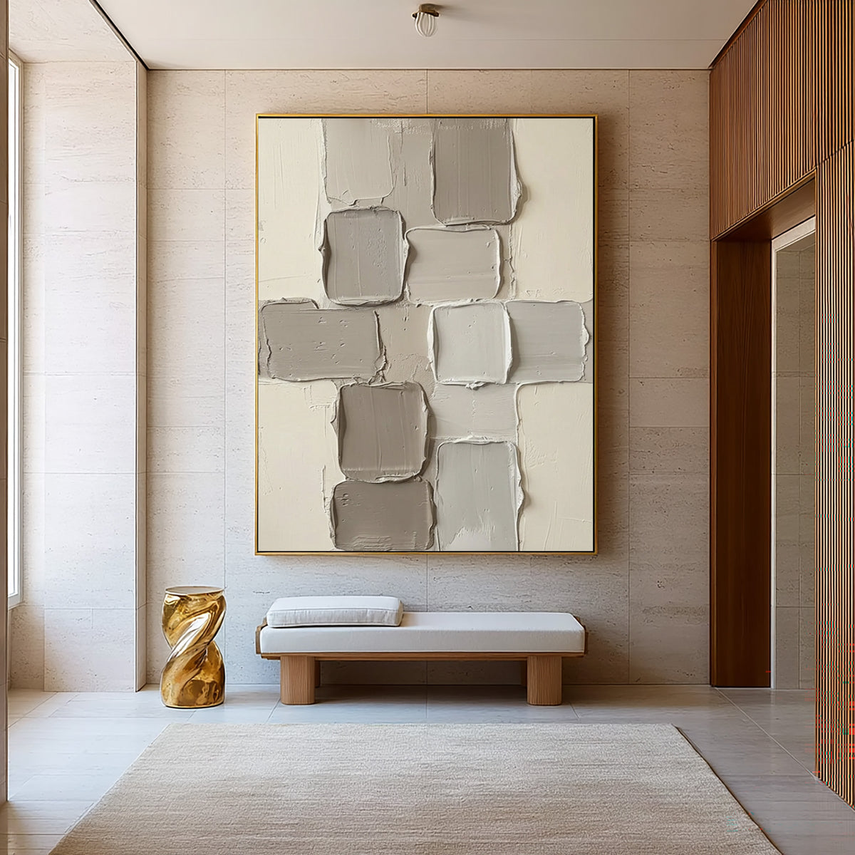 Layers Of Quietly Gathered Forms Large Neutral Abstract Wall Art Textured Sculptural Relief Painting