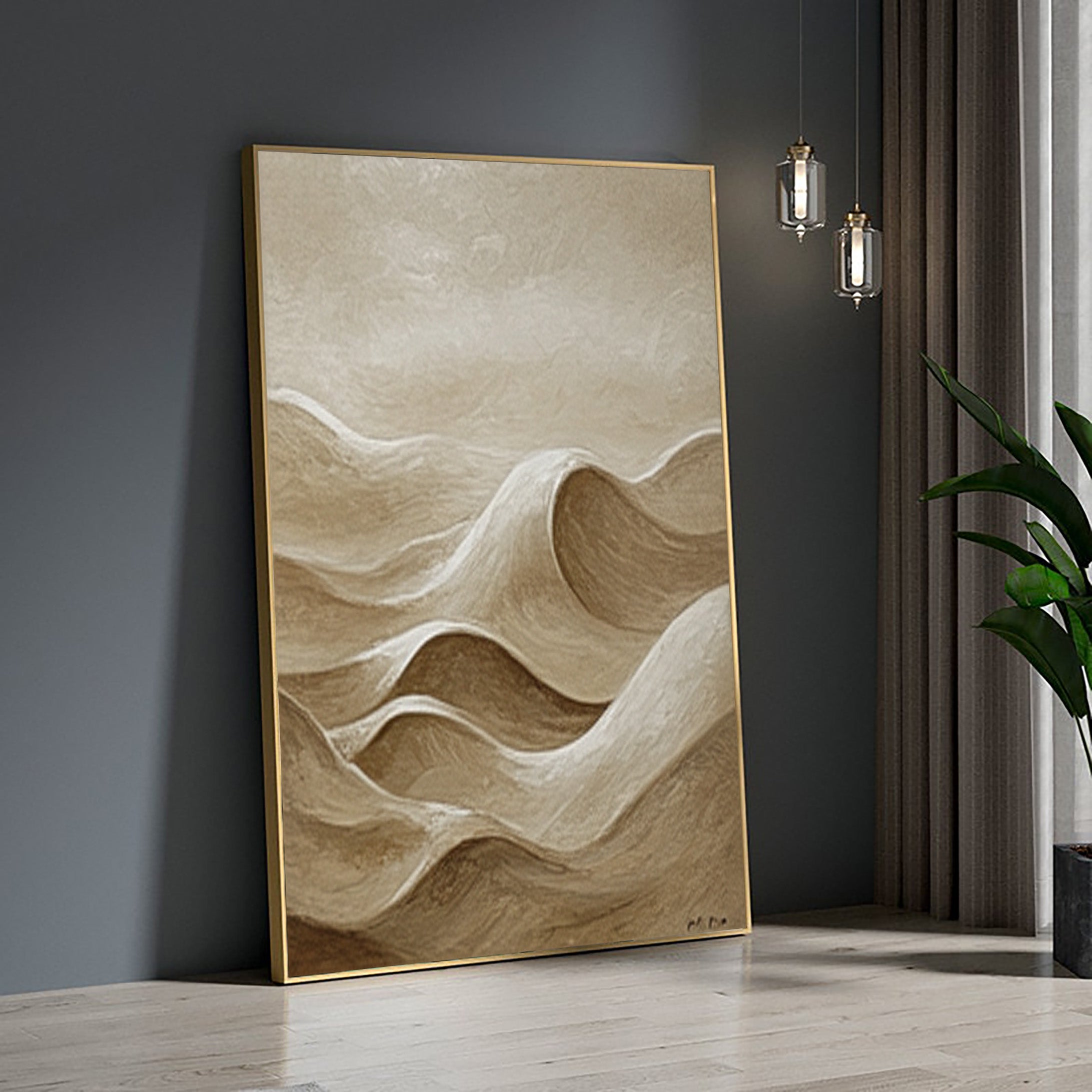 Neutral Abstract Mountain Wall Art - Minimalist Canvas for Living Rooms #BBS 034