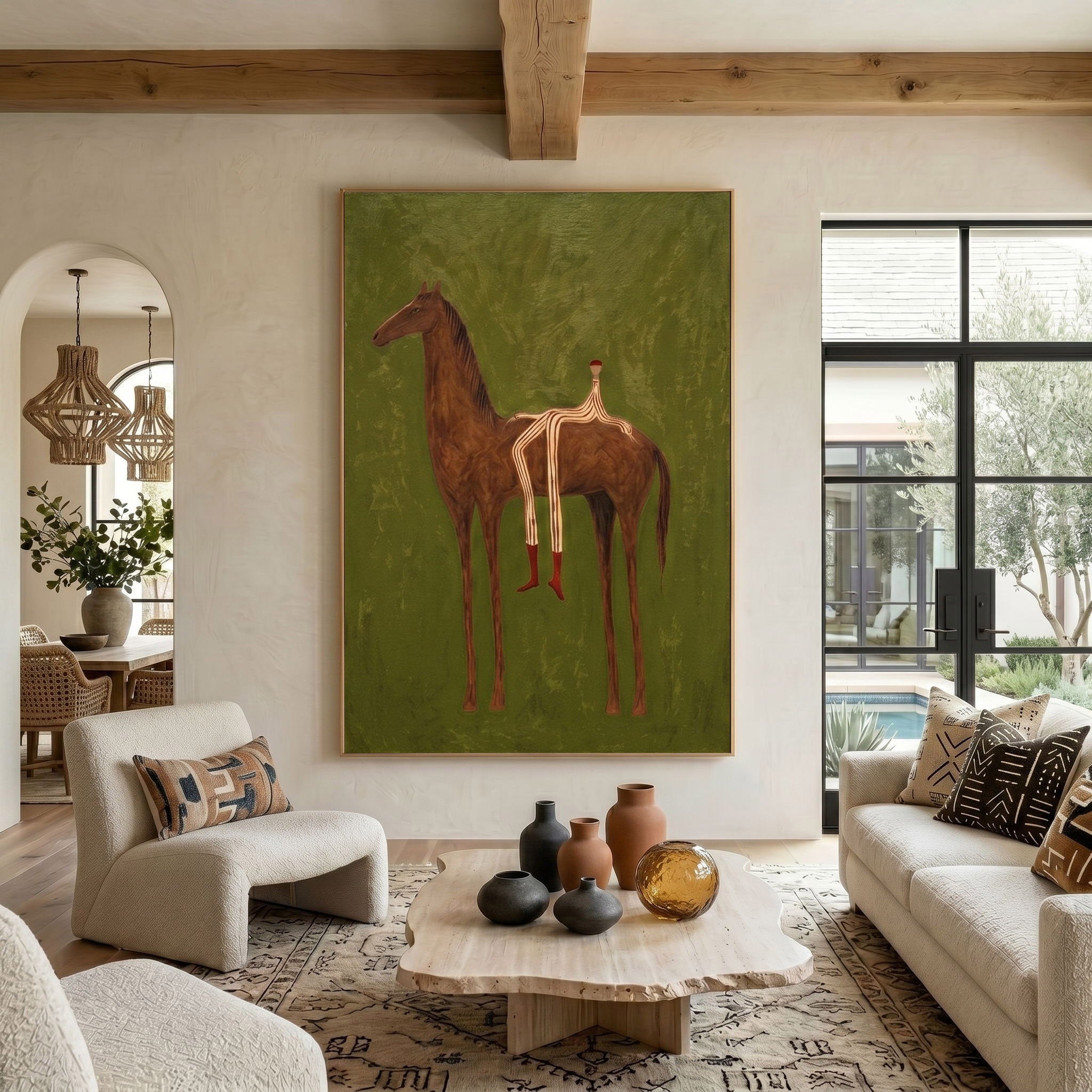 Large Cowboy Horse Wall Art Modern Western Horse Painting