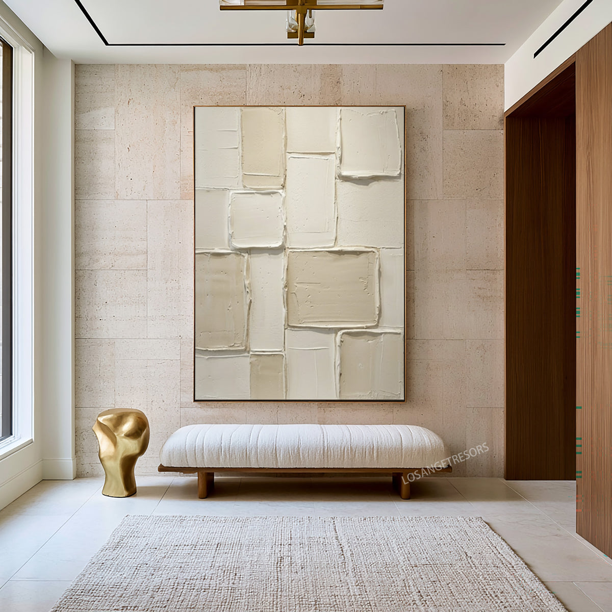 Large Quiet Luxury Textured Abstract Wall Art Ivory Cream Oil Painting Minimalist Neutral Luxury Home Decor