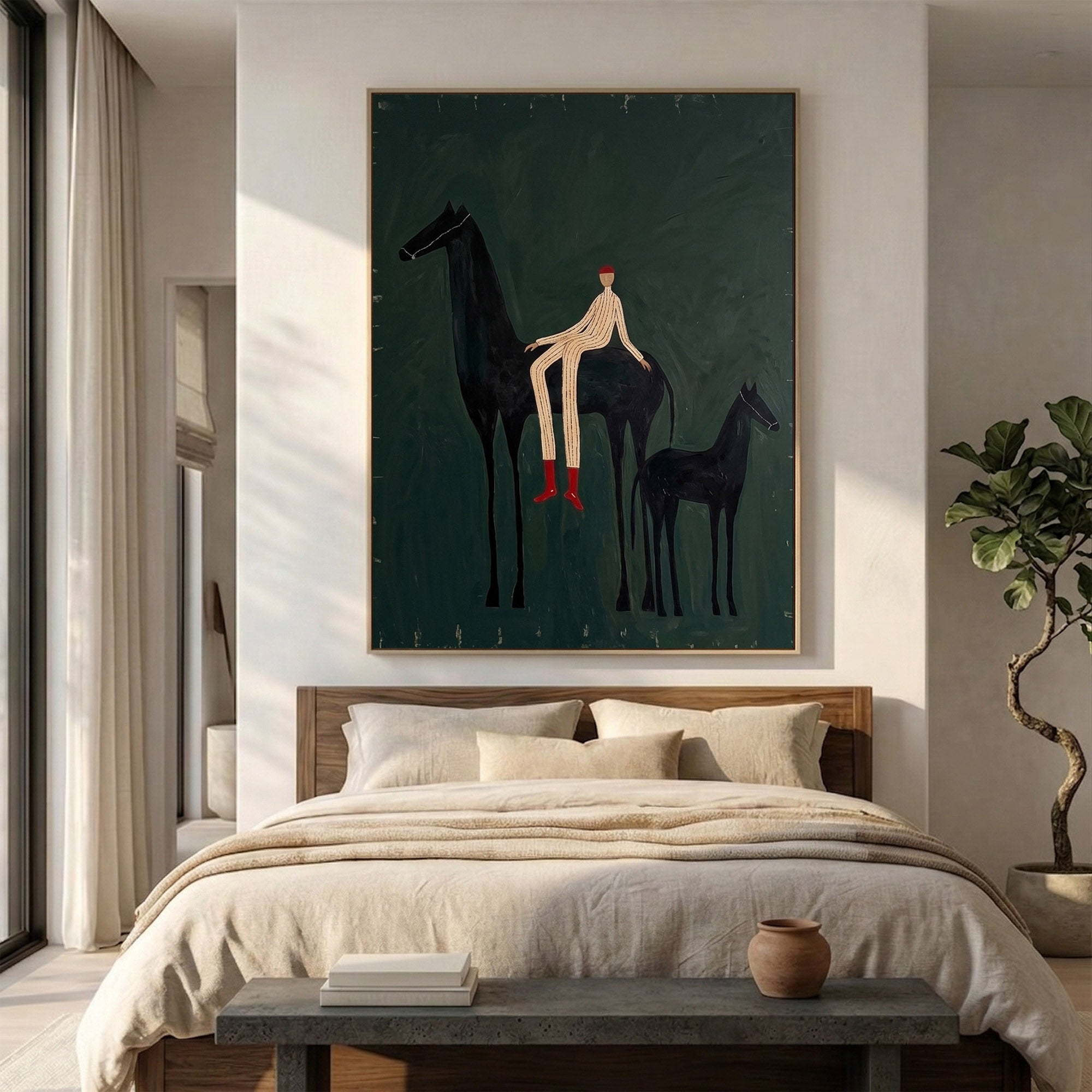 Large Cowboy Horse Wall Art Contemporary Western Horse Painting