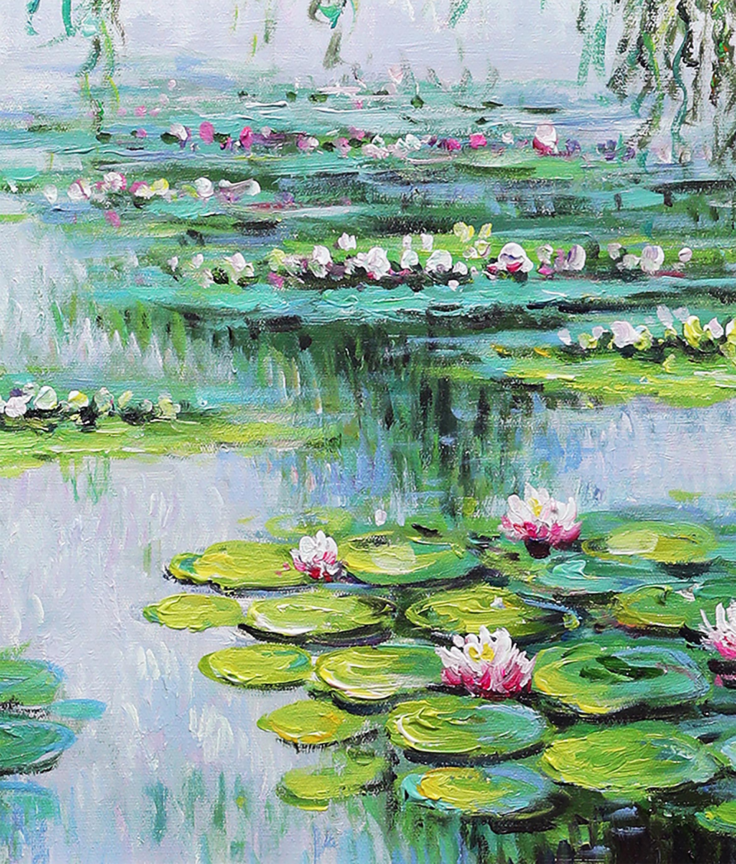 Tranquil Pond with Water Lilies, Impressionistic Wall Art #BGA 061