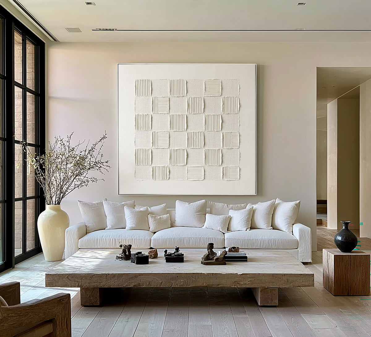 The Geometry Of The Loom Large White Textured Abstract Wall Art Geometric Textile Relief Artwork