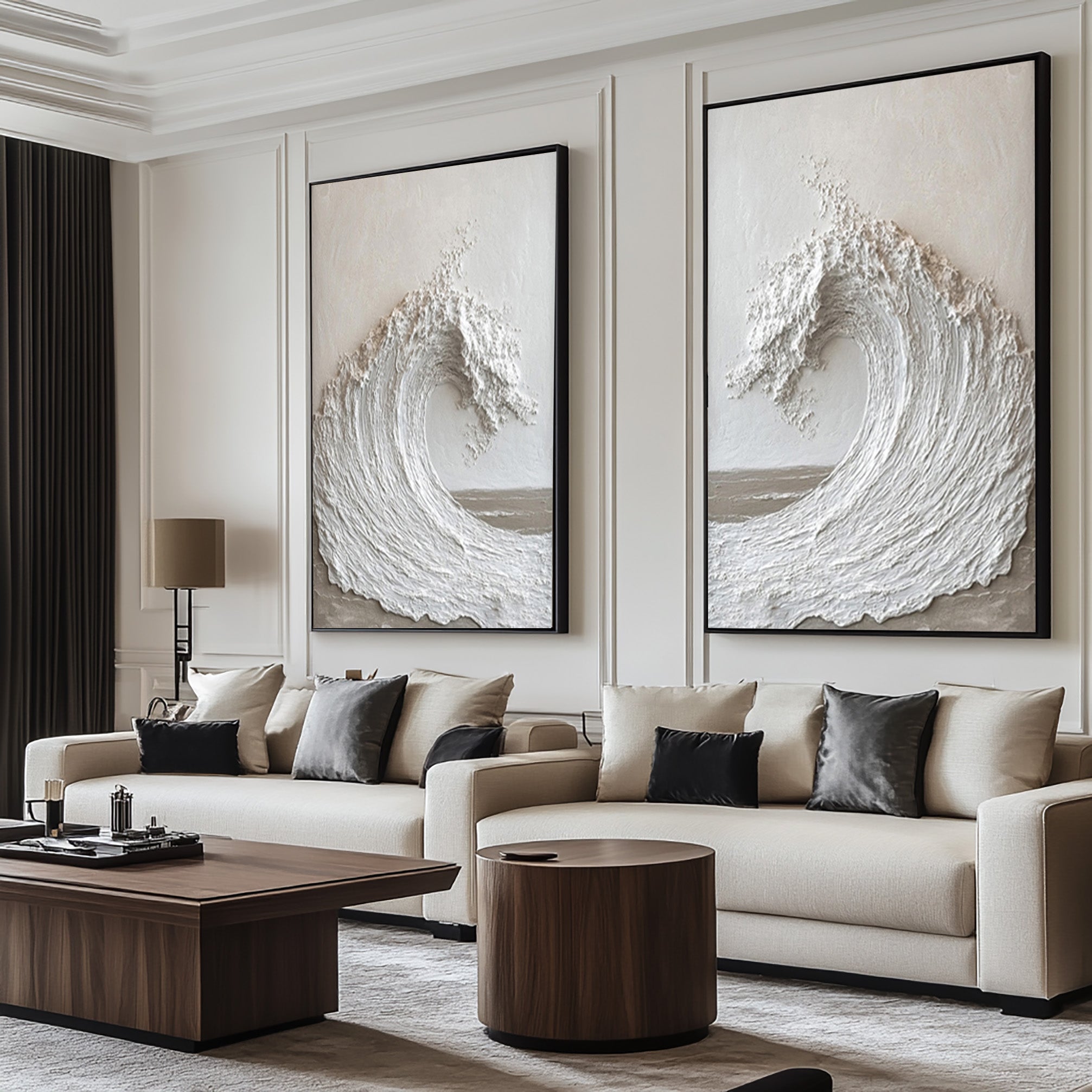 Modern Ocean Wall Art - Large Textured Abstract Wall Art Set #BBS 030