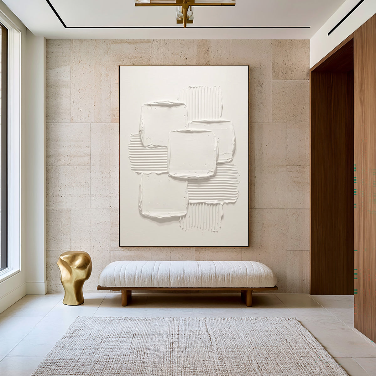The Geometry Of Silence Large Abstract Wall Art Textured Relief Contemporary Painting Modern Luxury Interior Decor