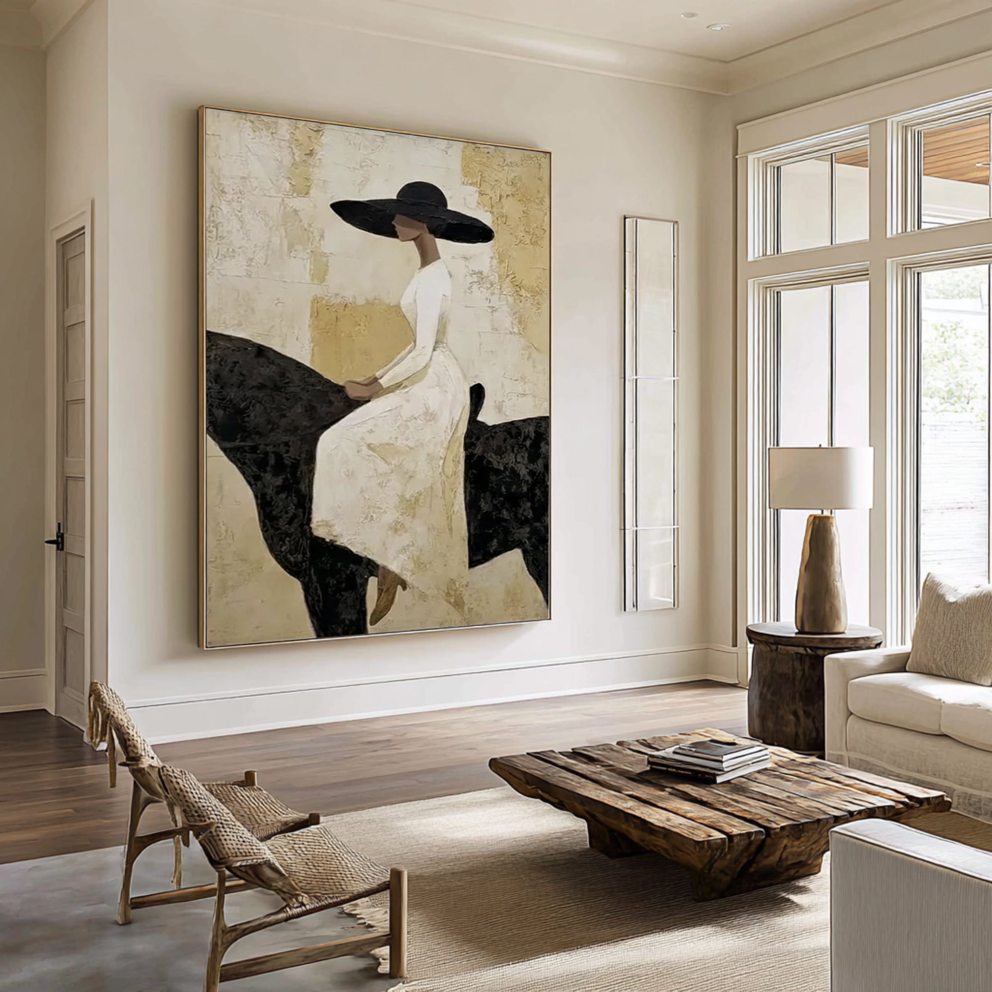 Contemporary Elegant Woman Portrait Horse Canvas Painting
